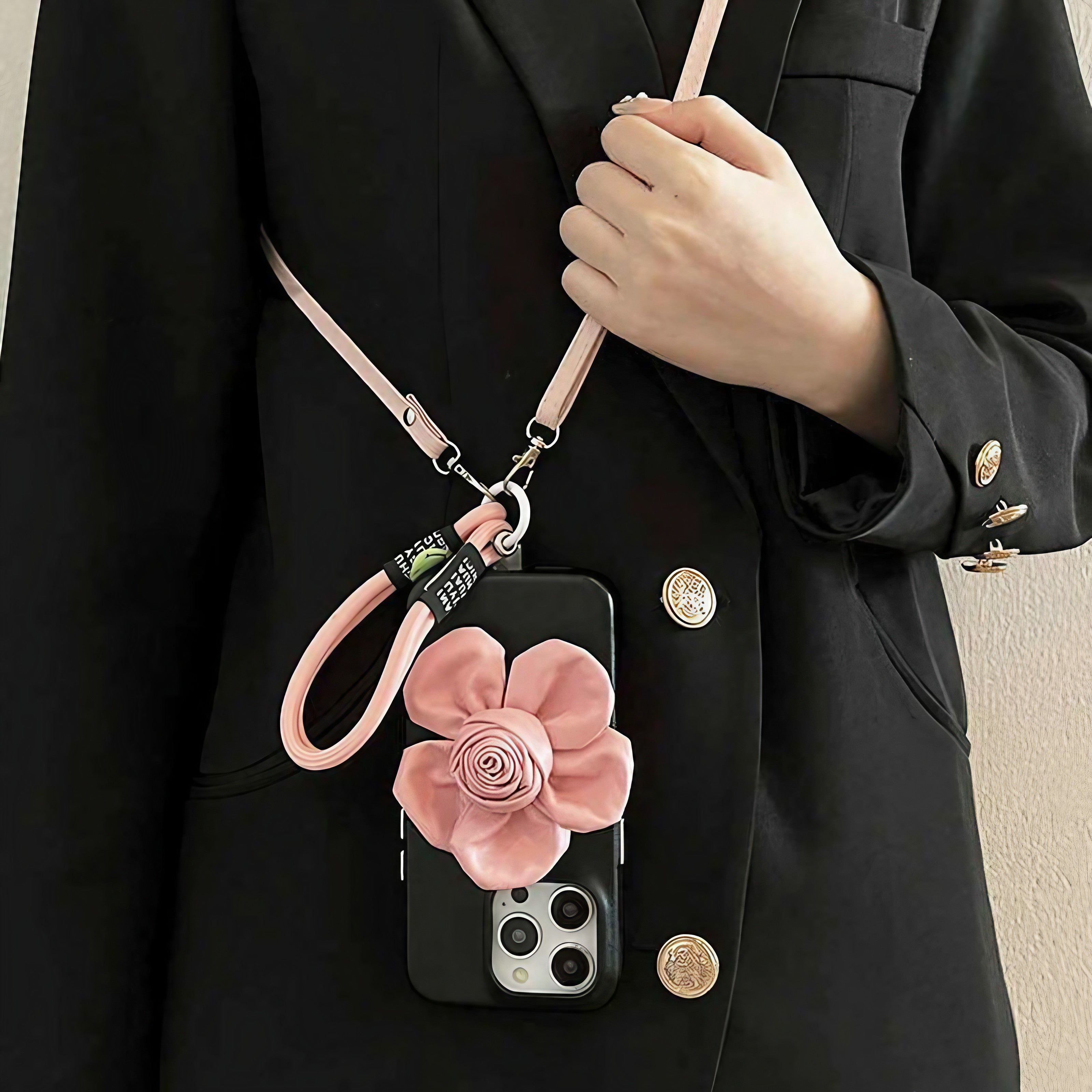 Black Pink Flower Case