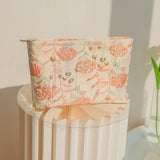 Coral Bloom Quilted Pouch