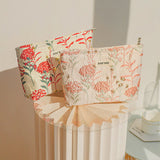 Coral Bloom Quilted Pouch
