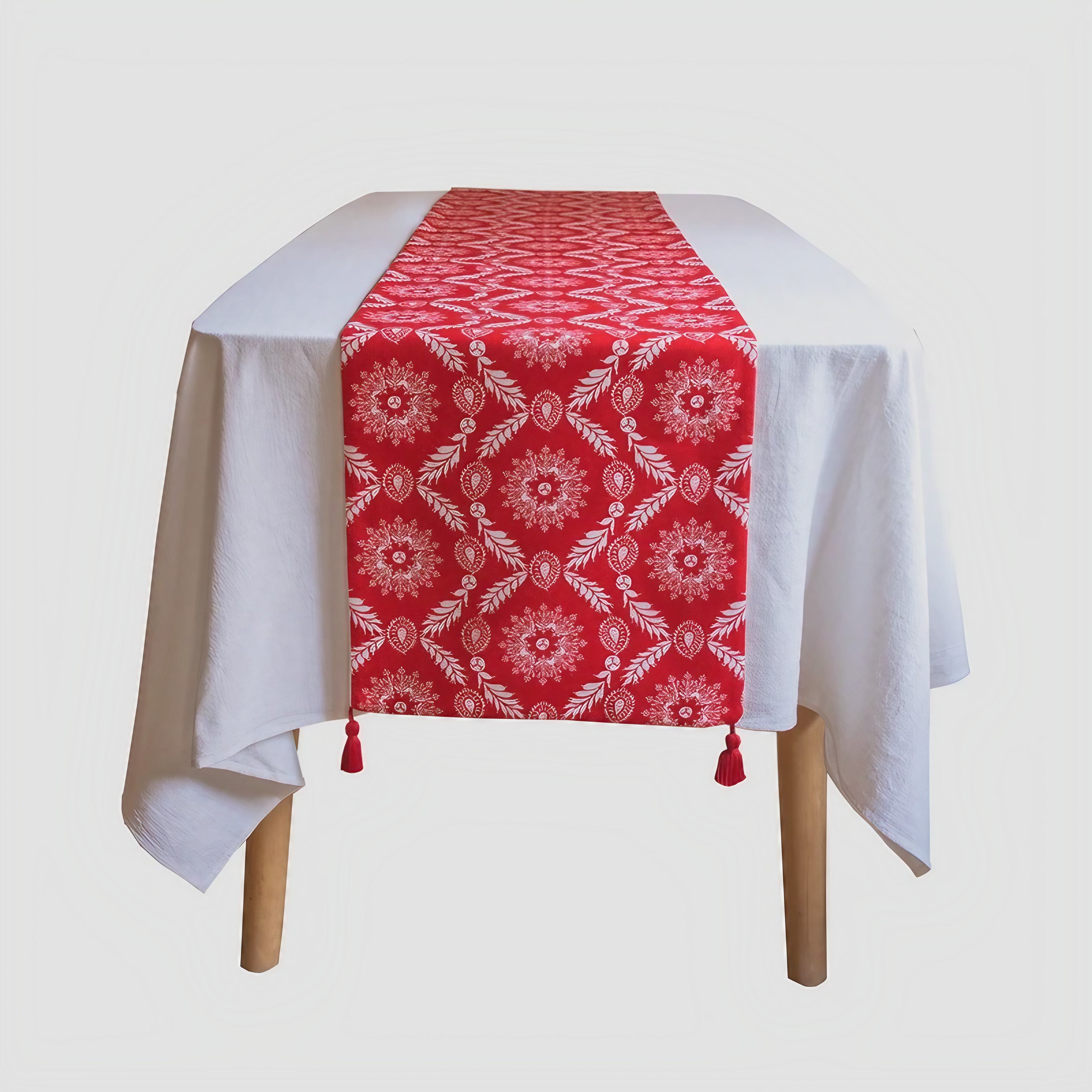 Vintage Ruby Floral Table Runner