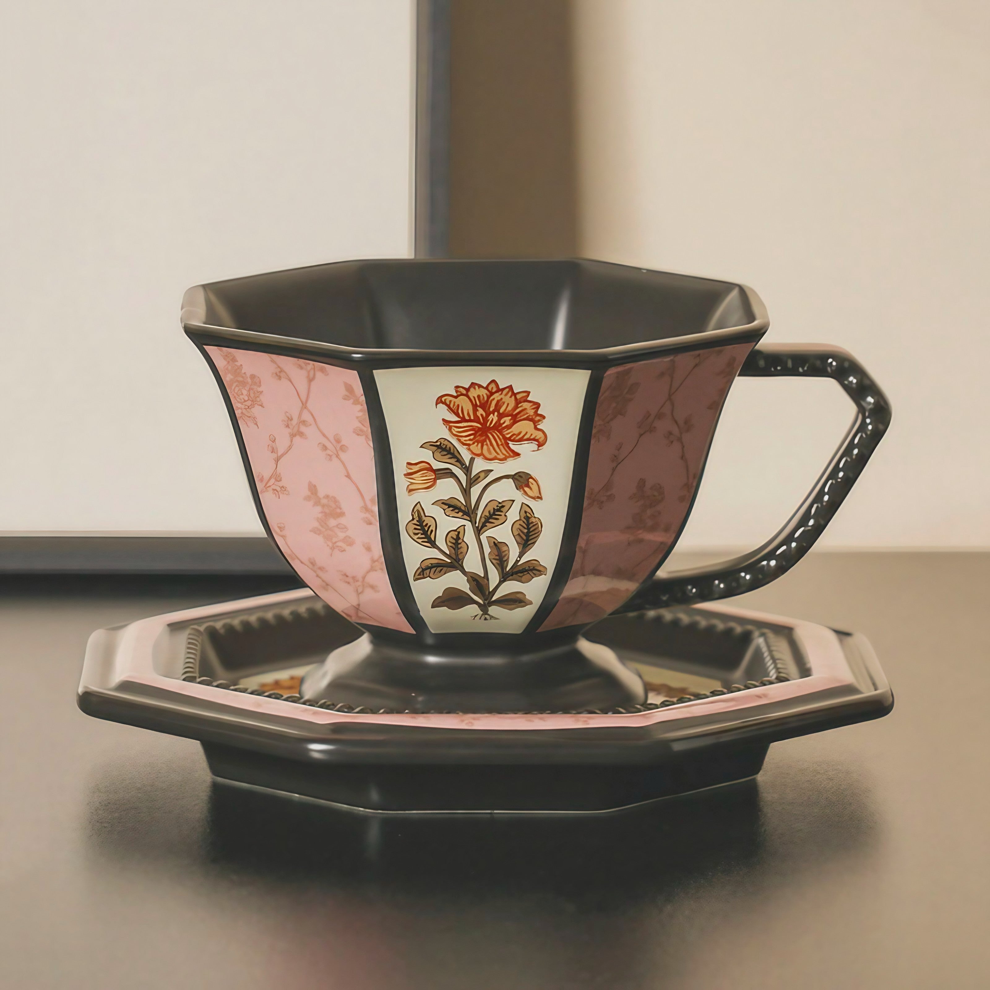 Antique Floral Hexagon Cups