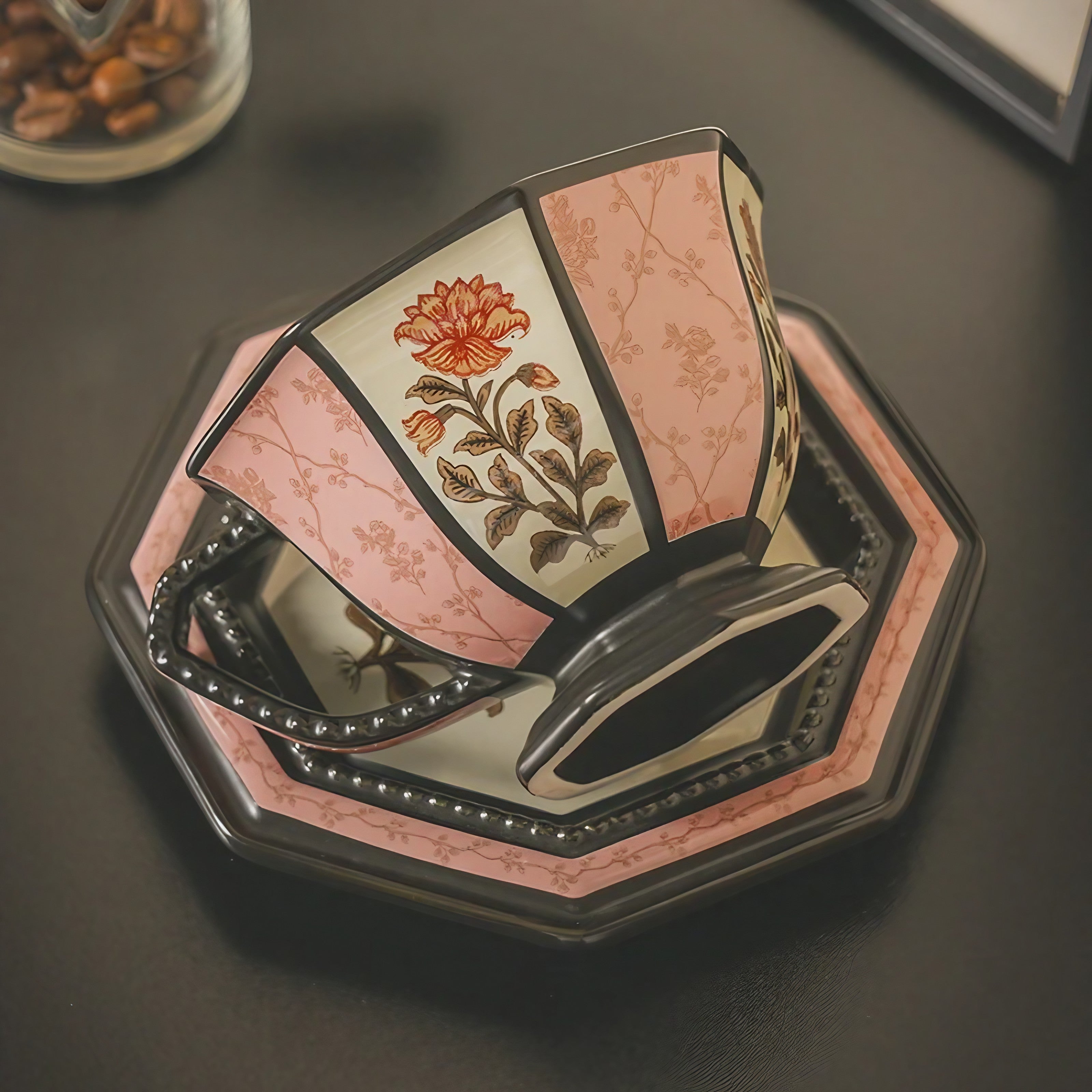 Antique Floral Hexagon Cups