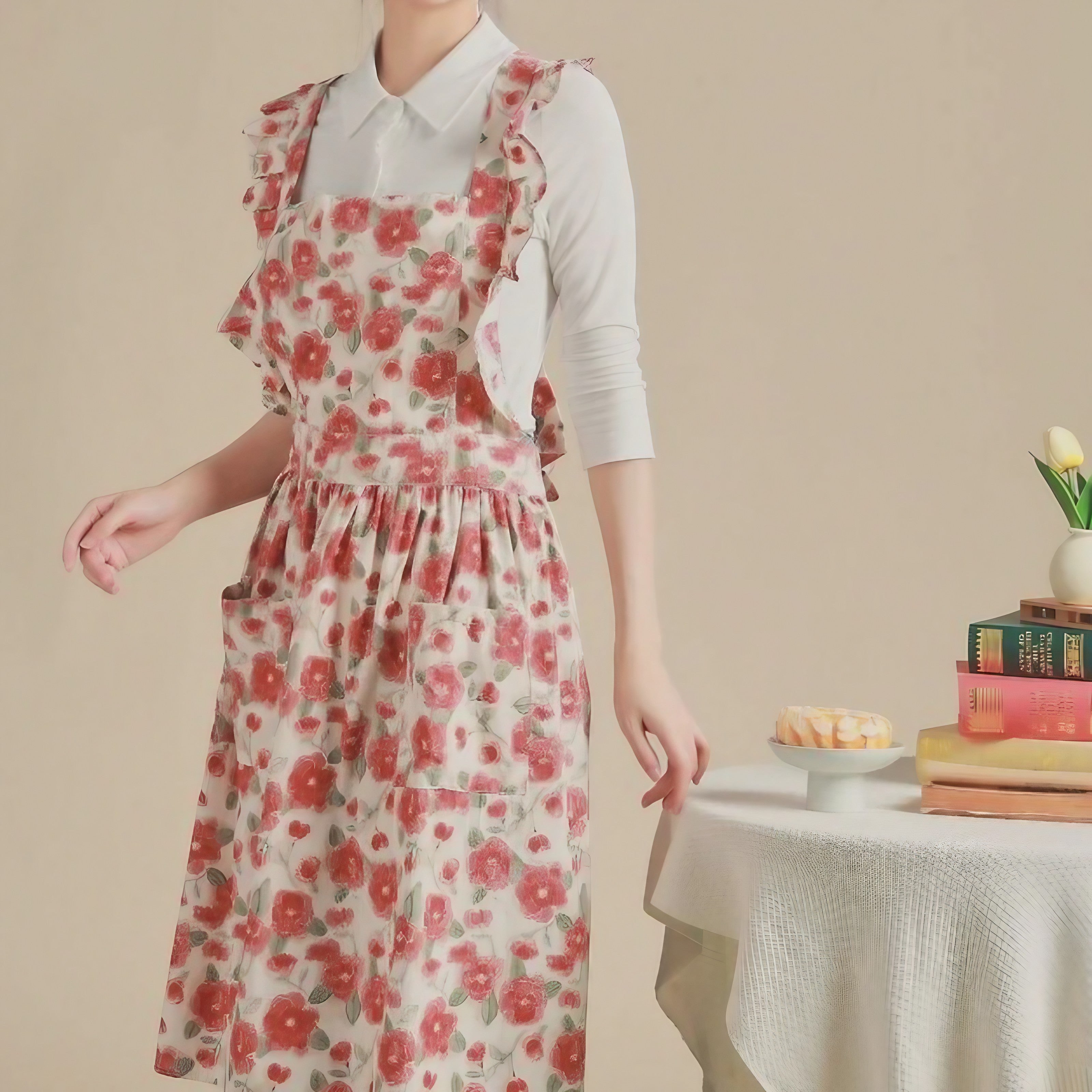 Apricot Garden Ruffle Apron