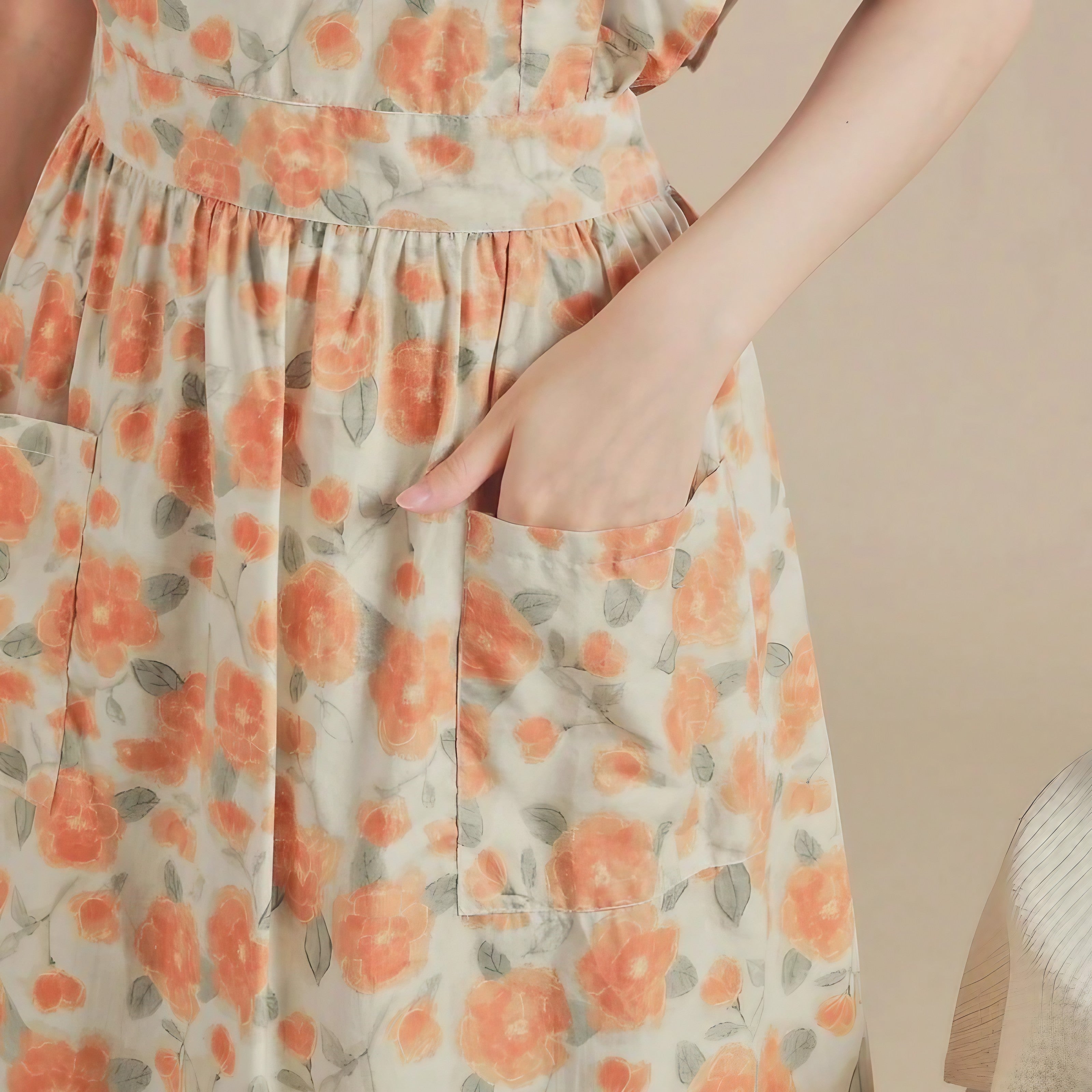 Apricot Garden Ruffle Apron