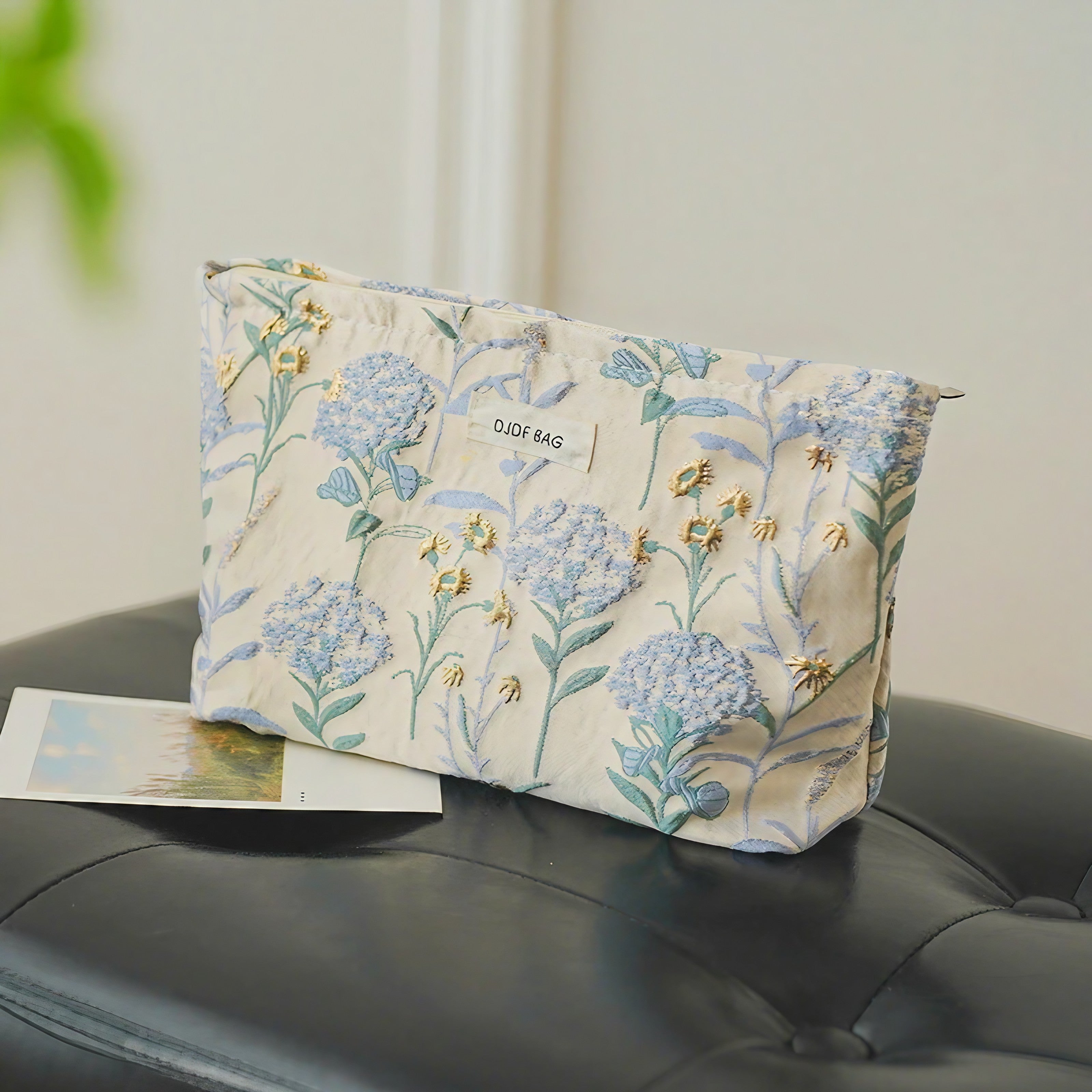 Coral Bloom Quilted Pouch