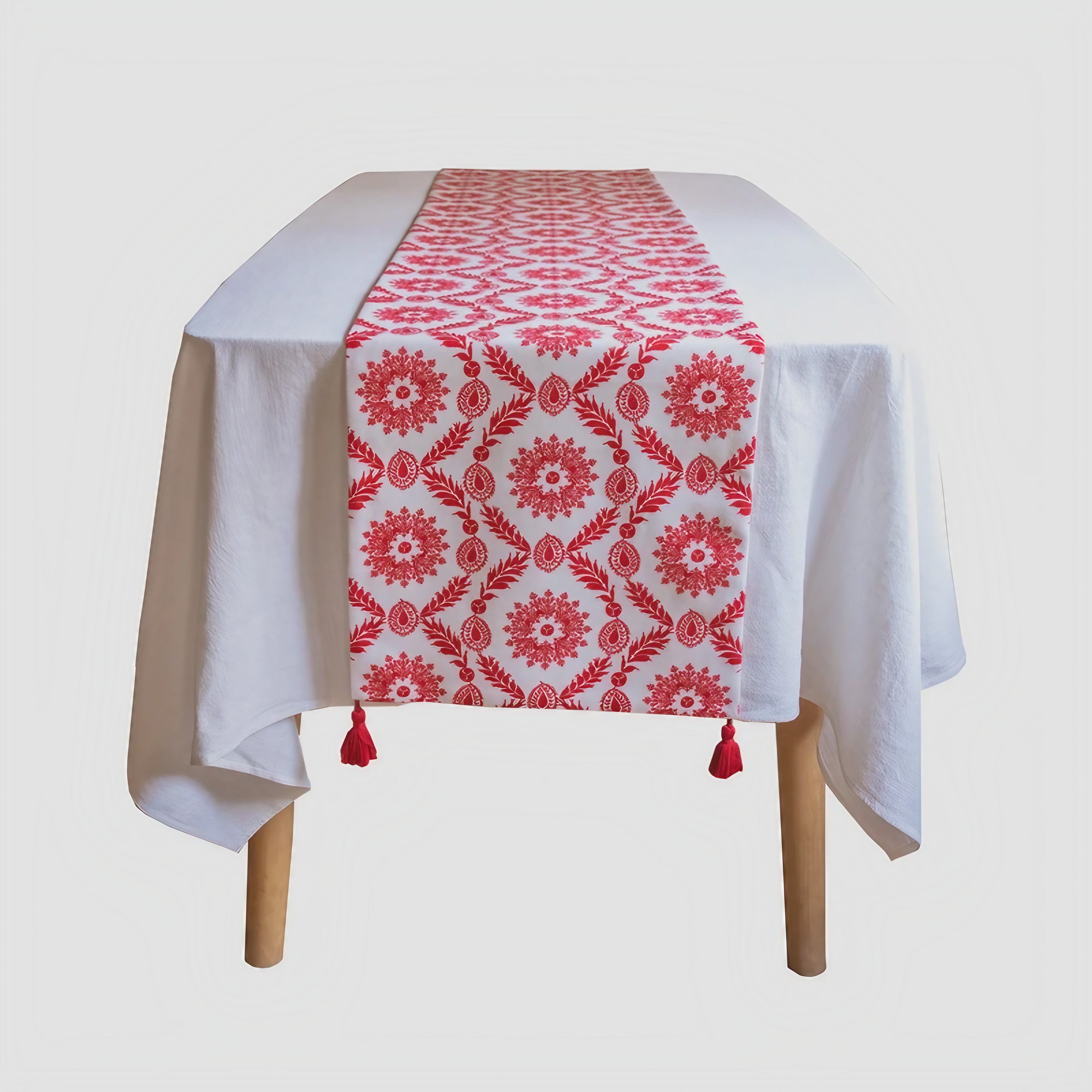Vintage Ruby Floral Table Runner