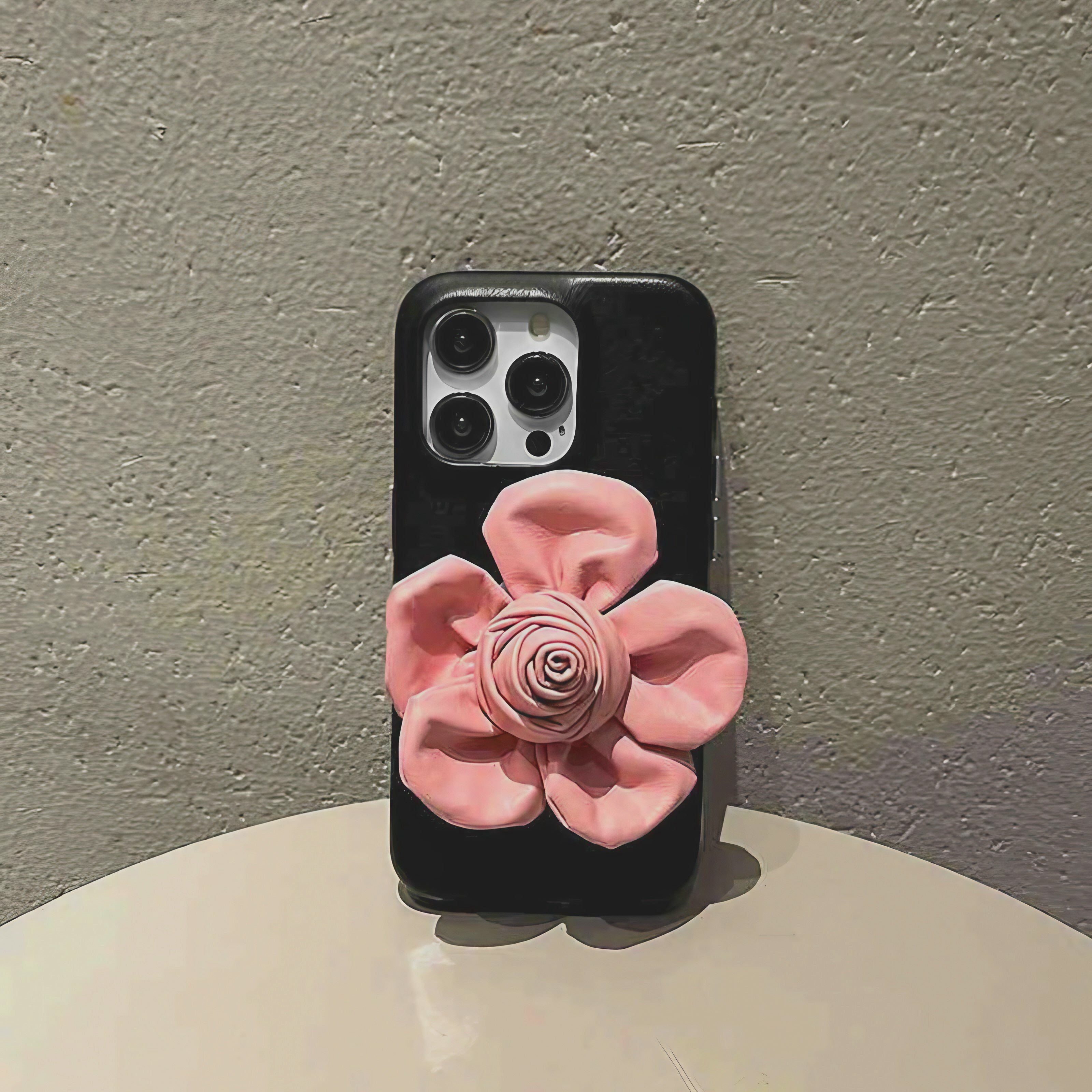 Black Pink Flower Case