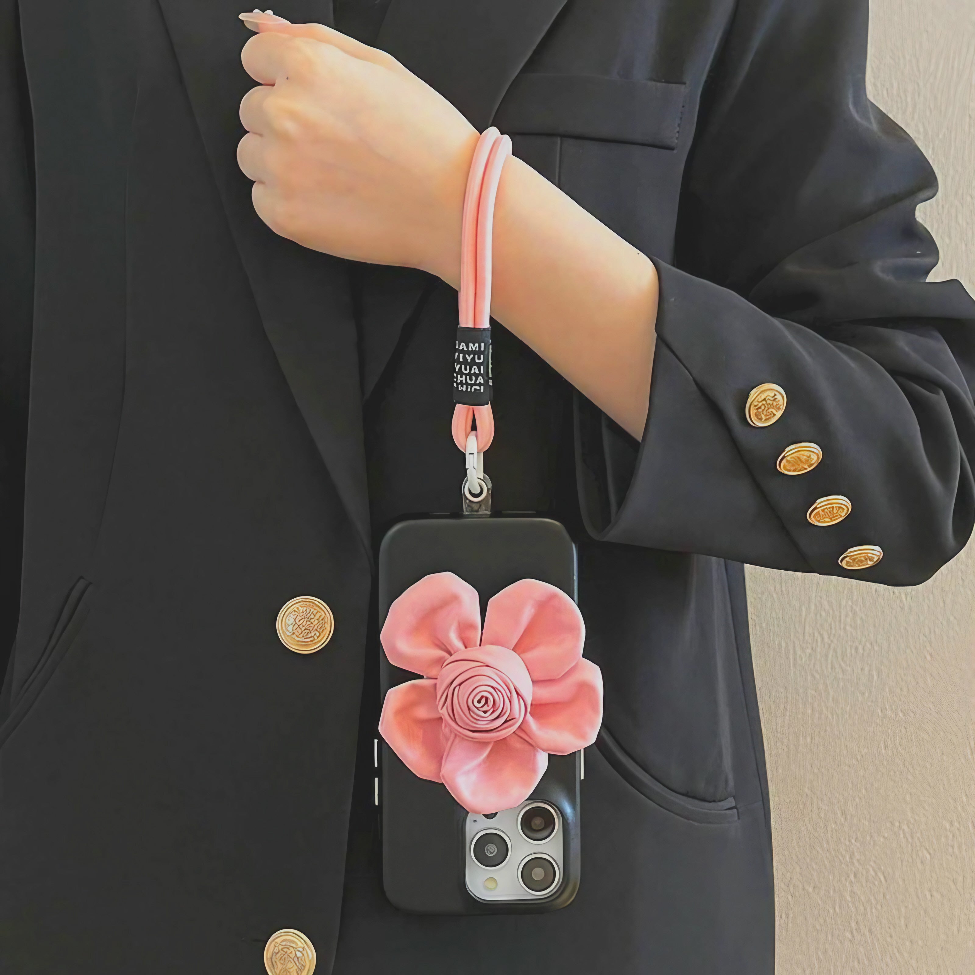 Black Pink Flower Case