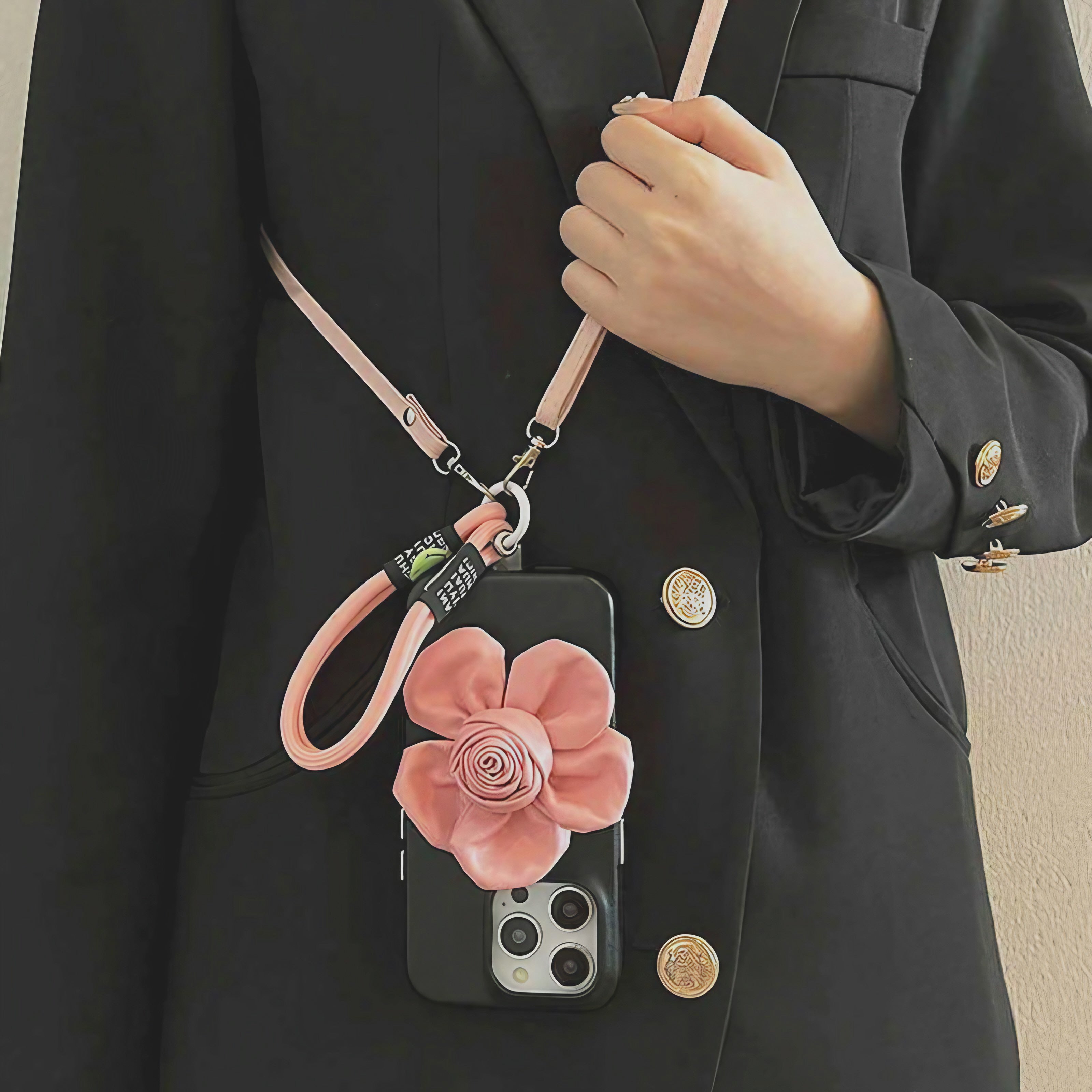 Black Pink Flower Case