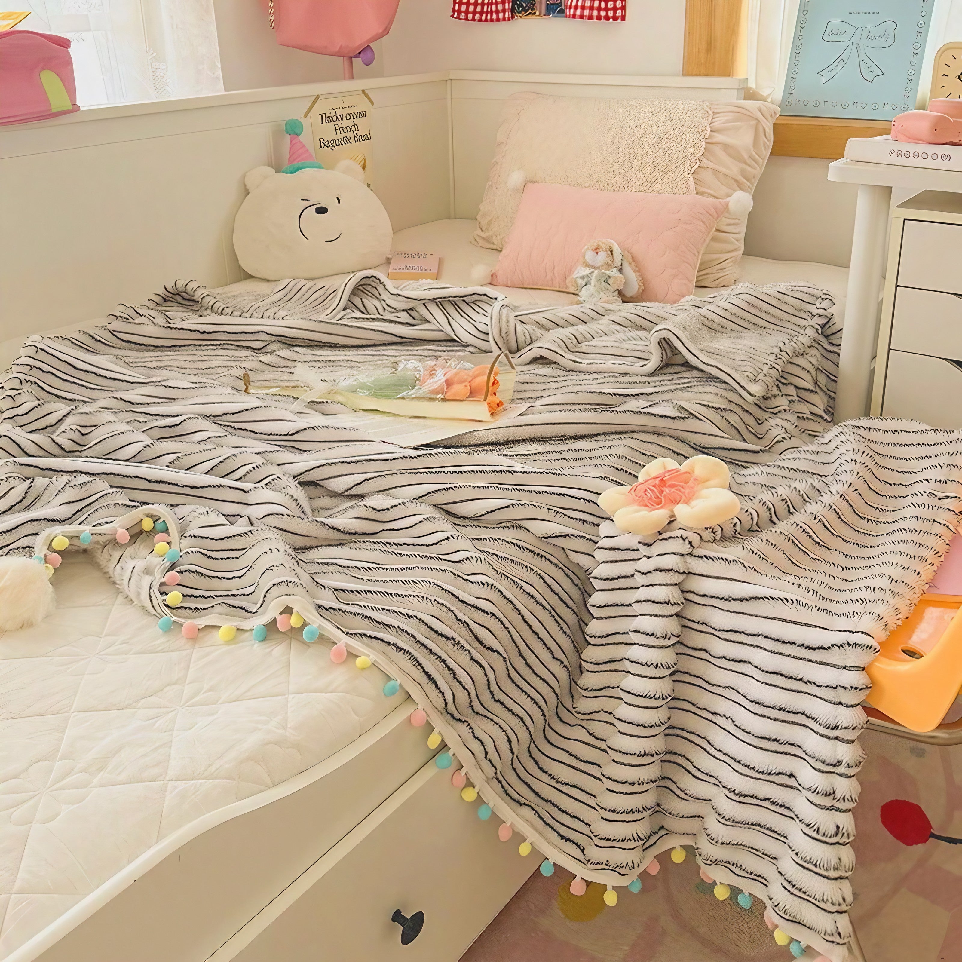 Rainbow Pompom Blankets