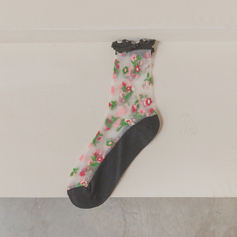 Bloom Veil Embroidered Socks