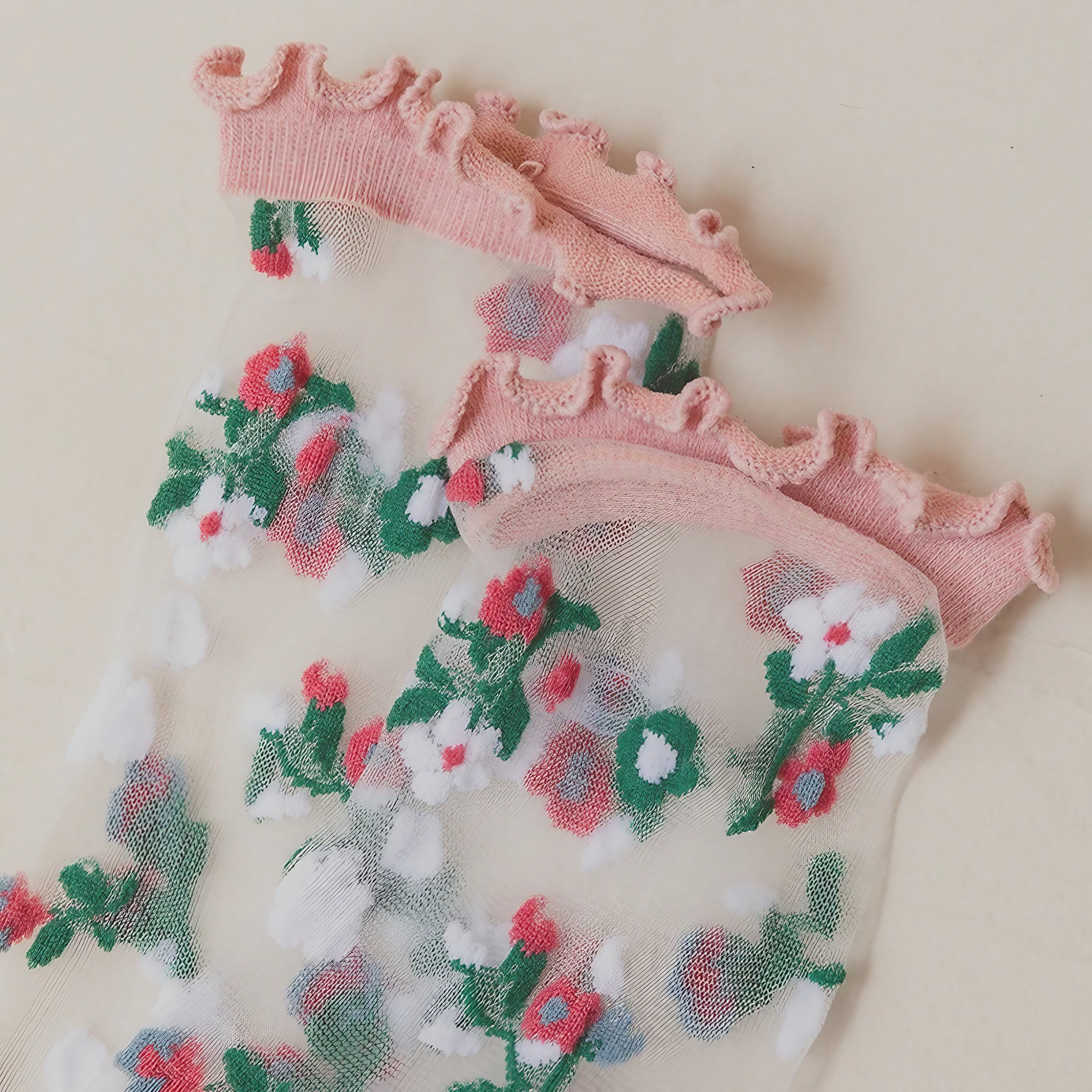 Bloom Veil Embroidered Socks