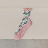 Bloom Veil Embroidered Socks