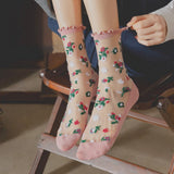 Bloom Veil Embroidered Socks