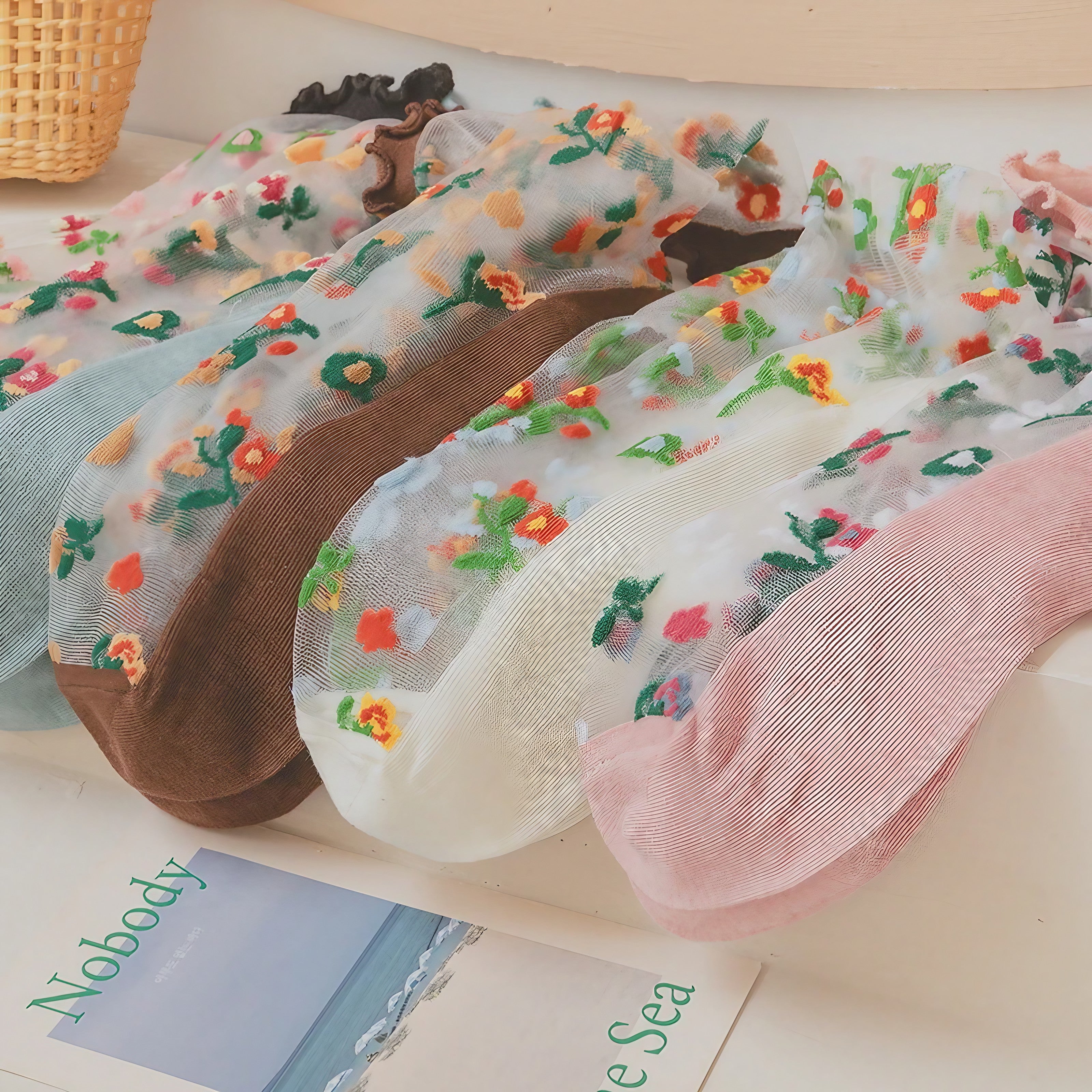 Bloom Veil Embroidered Socks