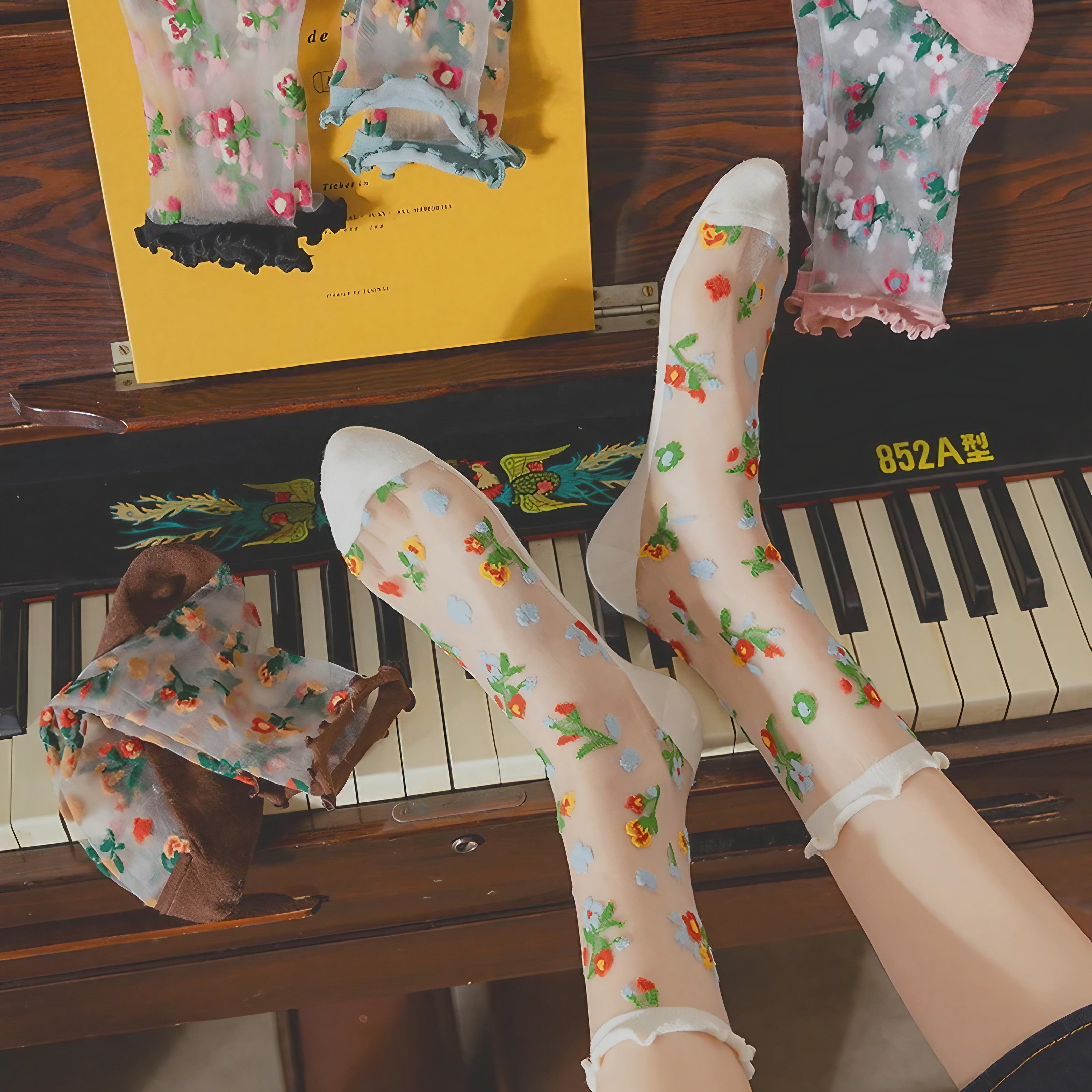 Bloom Veil Embroidered Socks