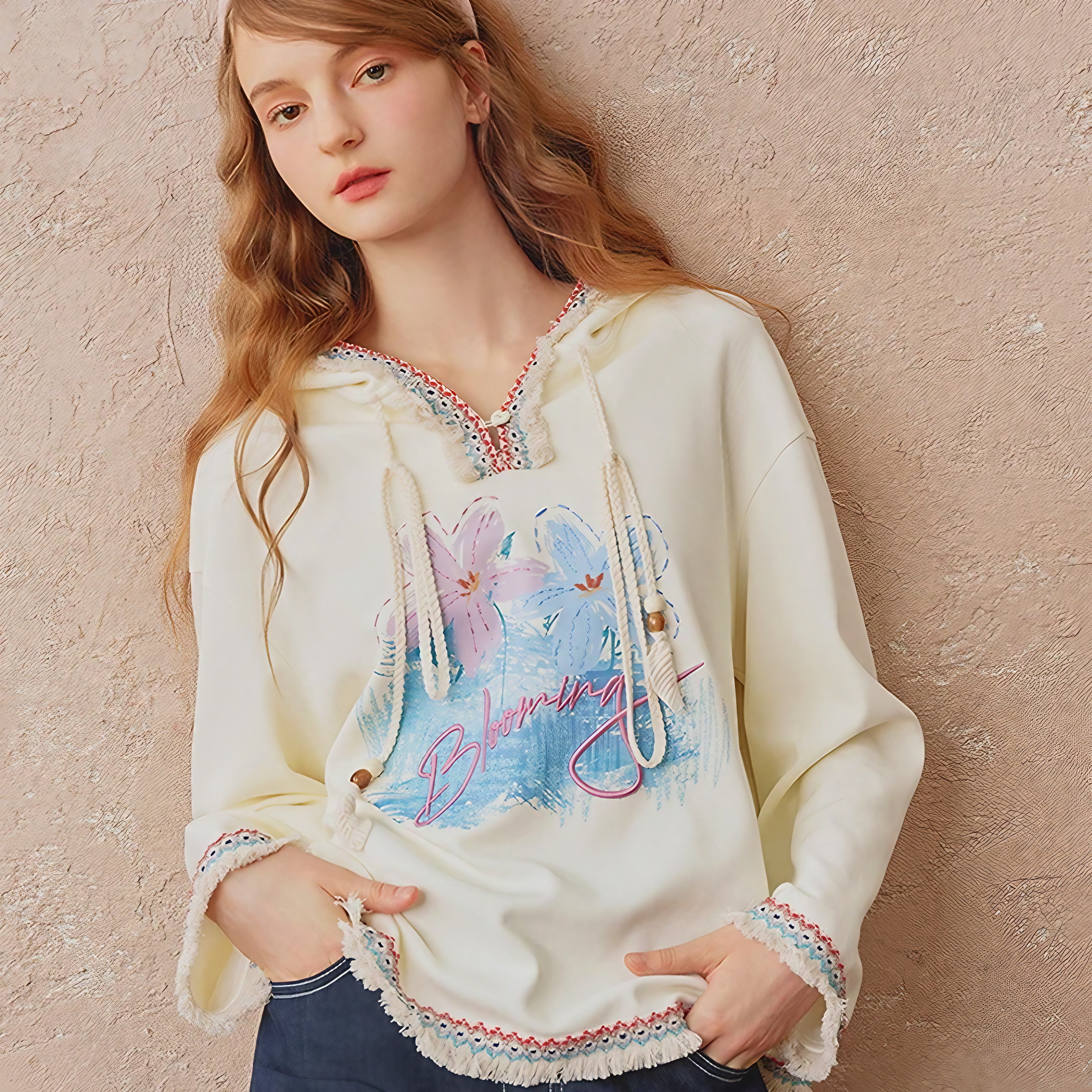 Blooming Fringe Hoodie