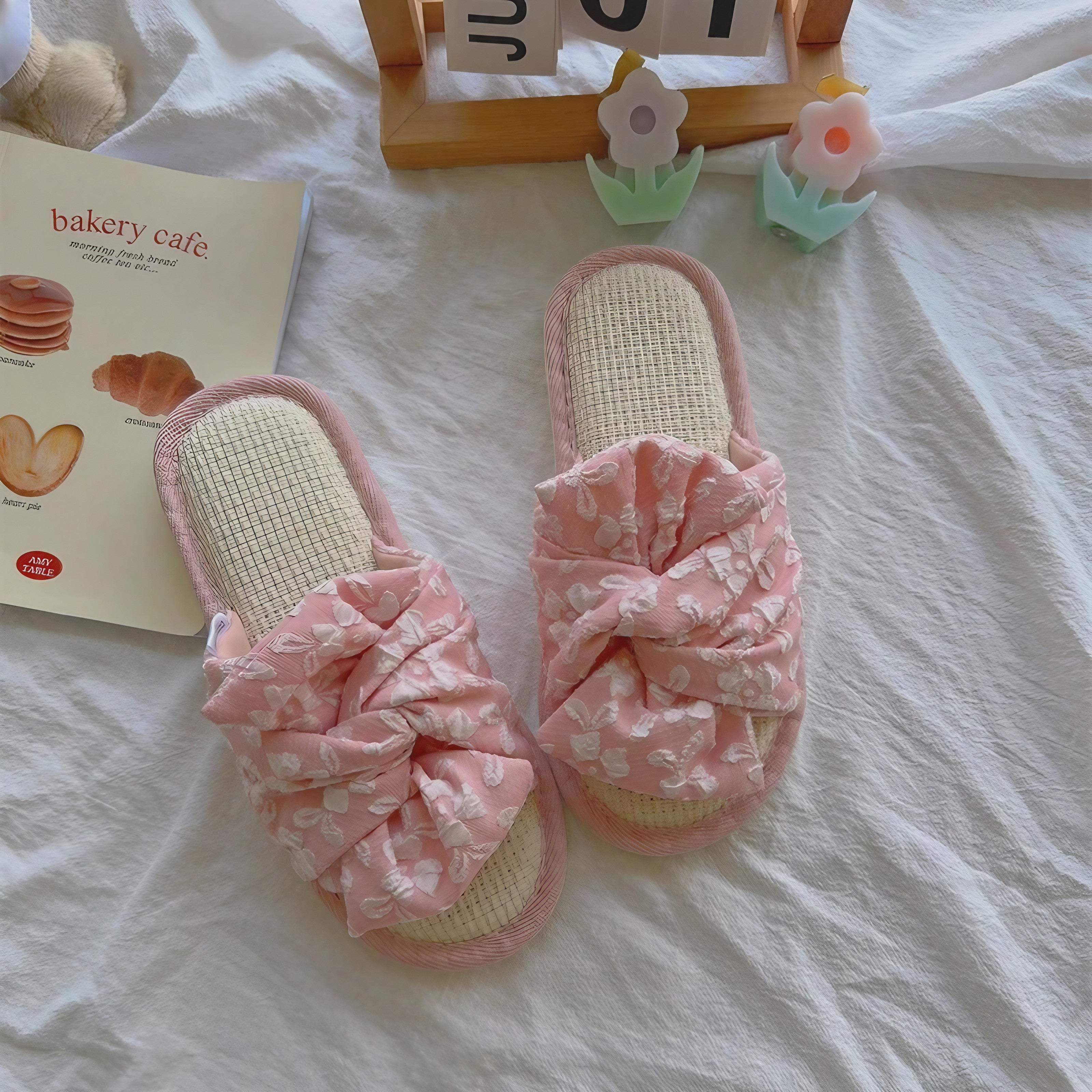 Blossom Knot Ribbon Slippers