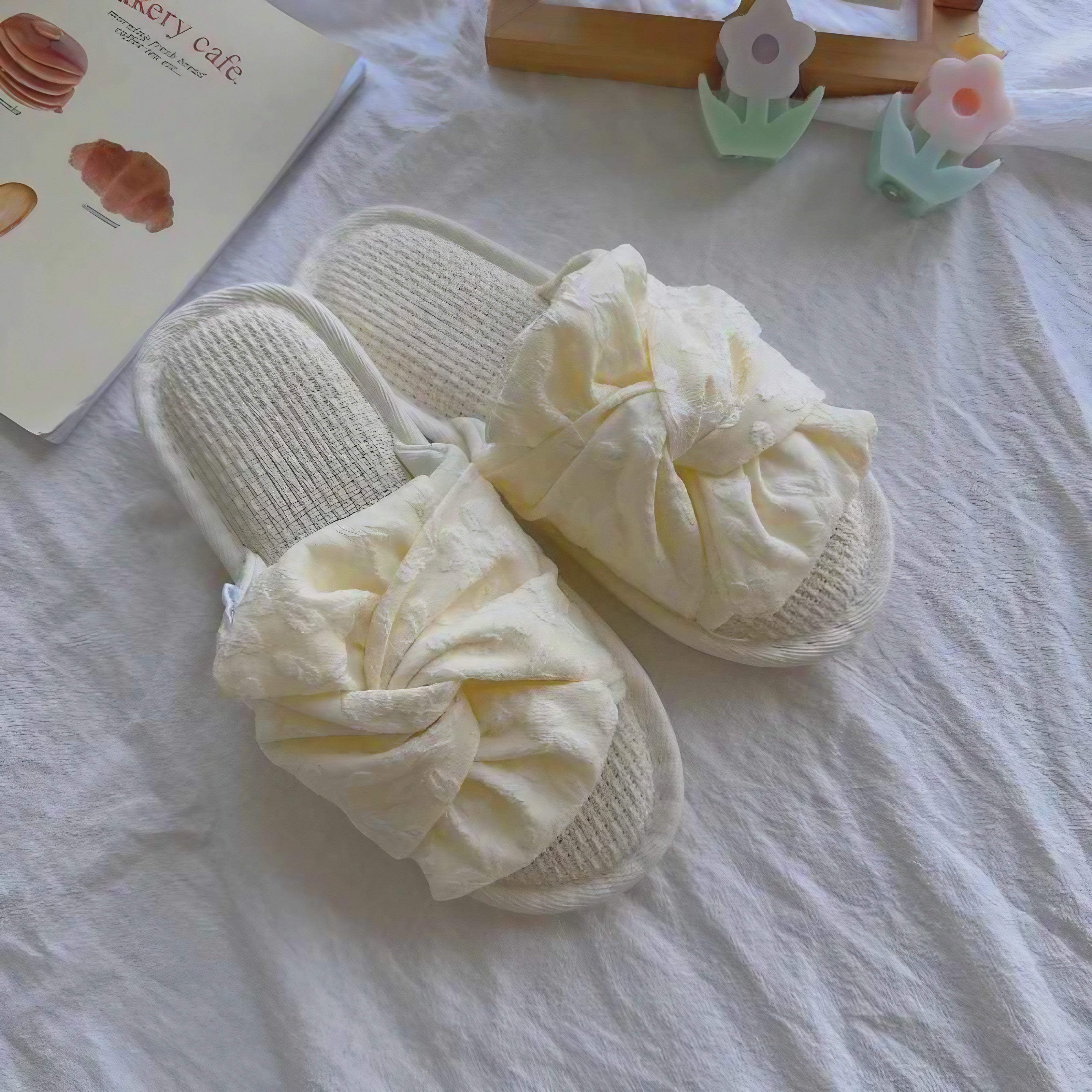 Blossom Knot Ribbon Slippers