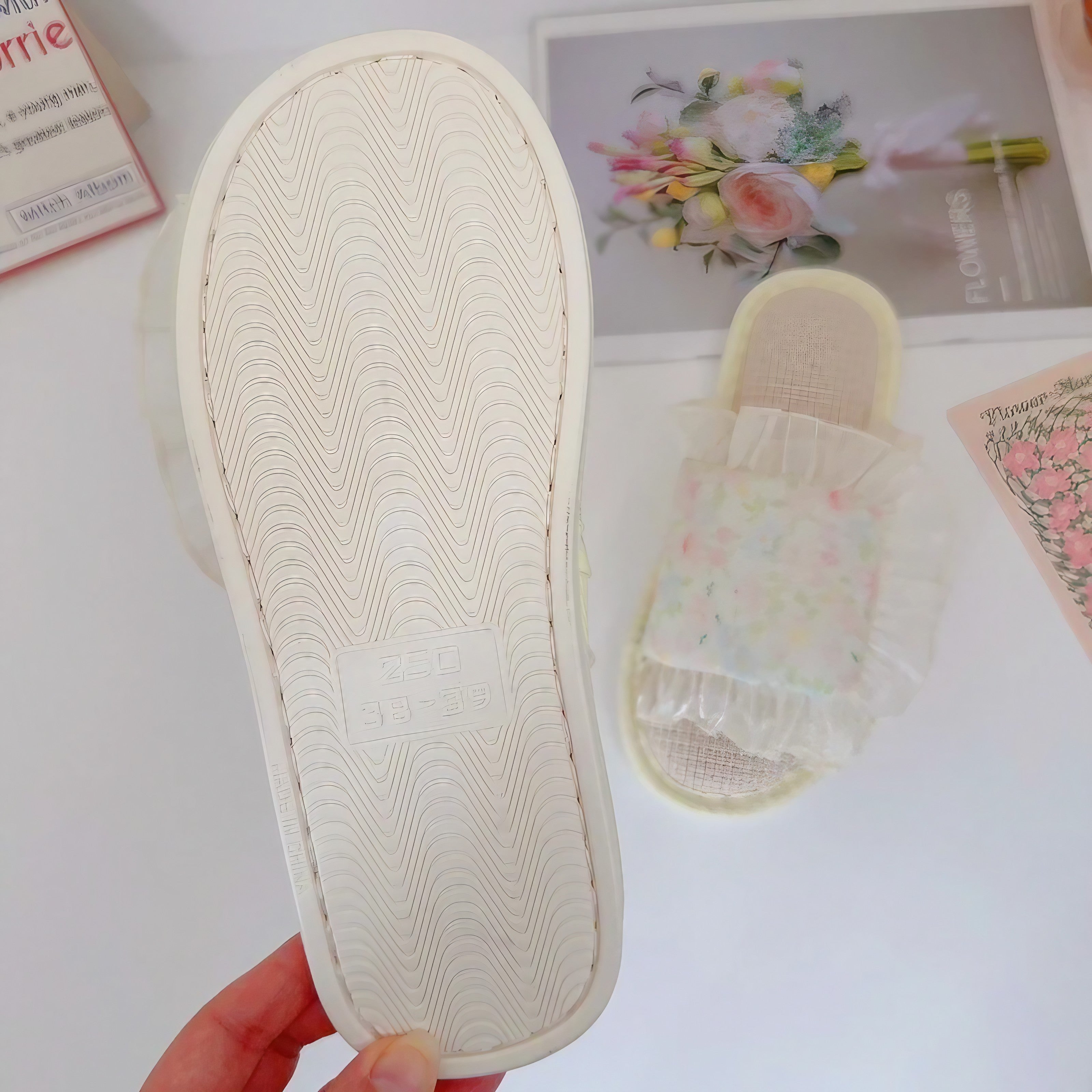 Blossom Mist Ruffle Slippers