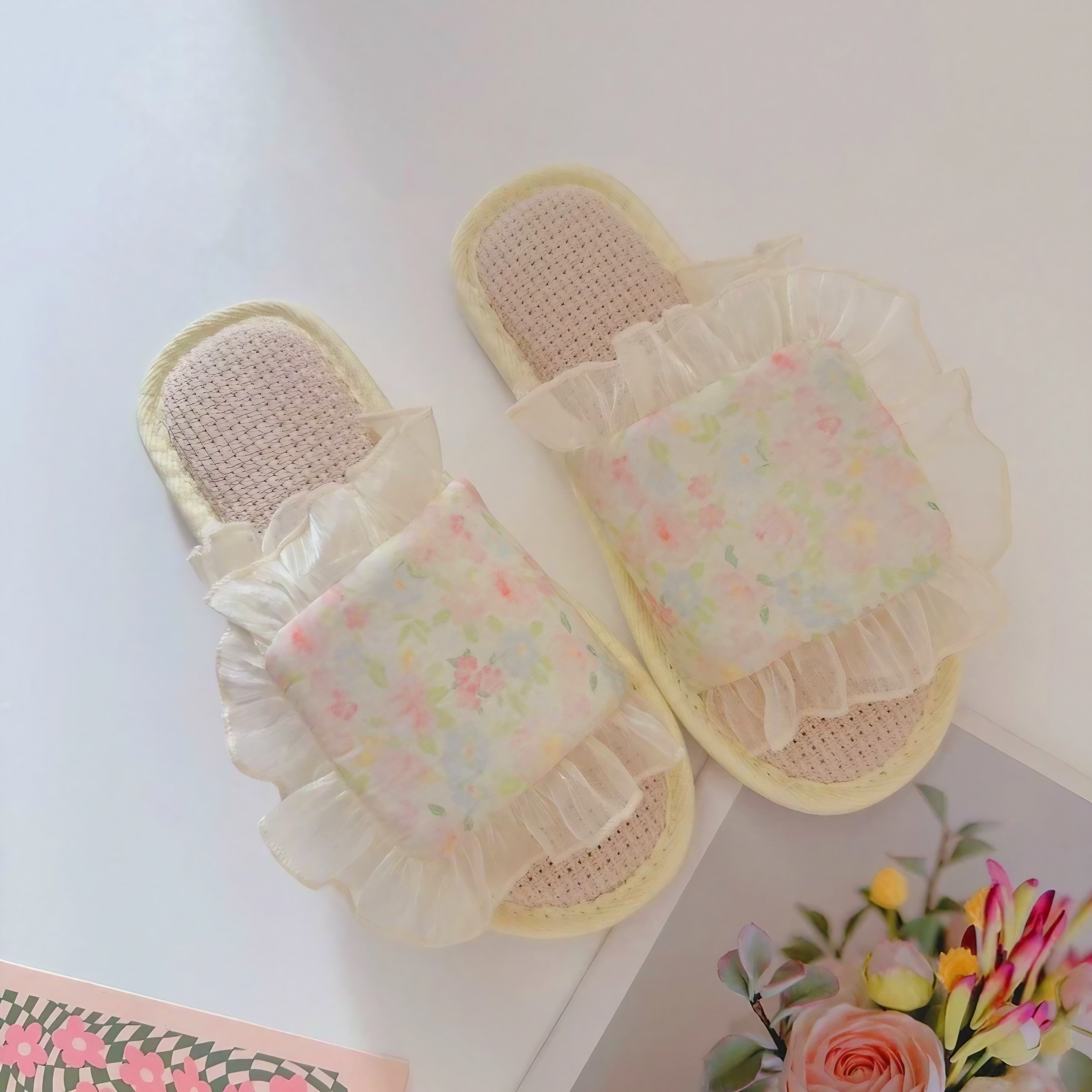 Blossom Mist Ruffle Slippers