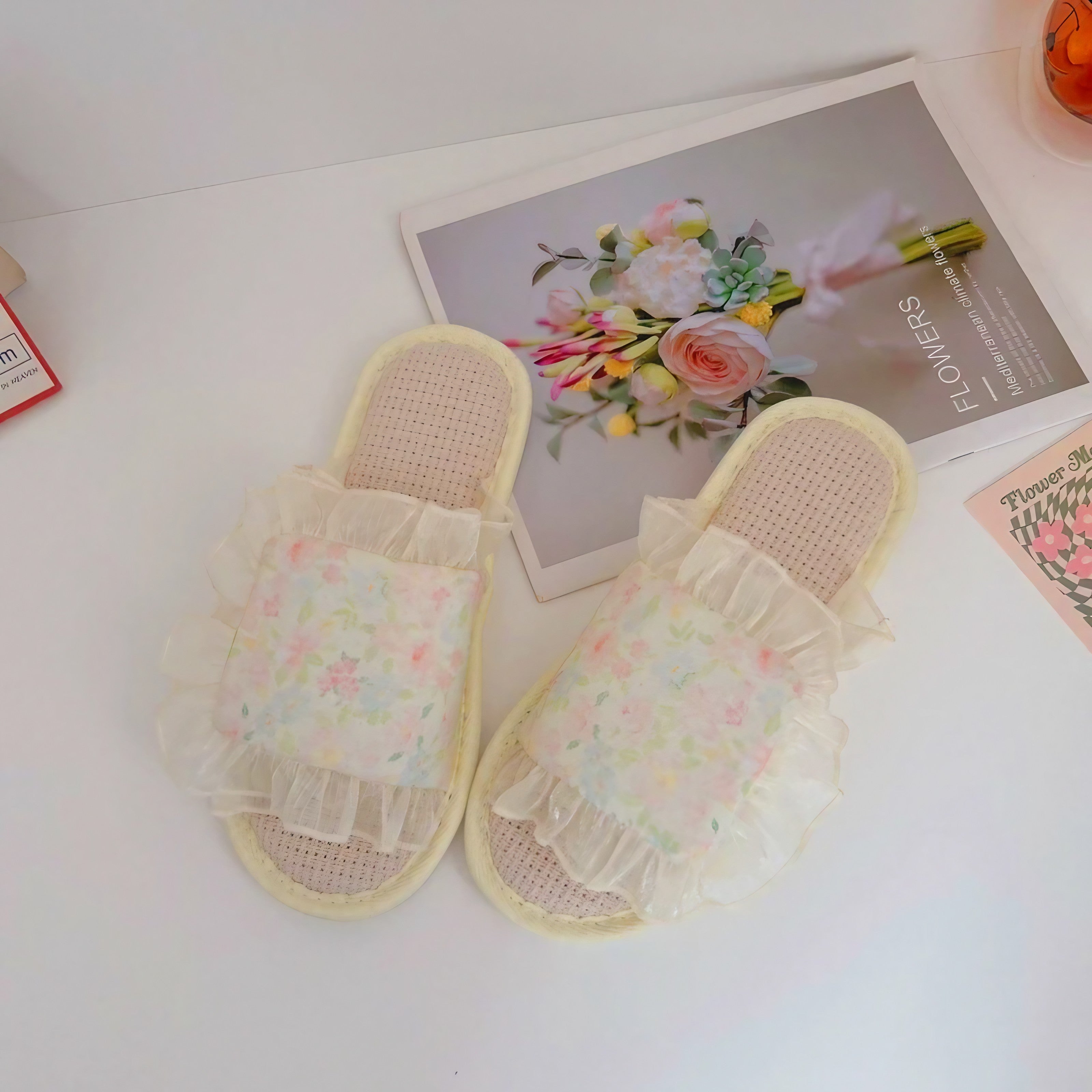 Blossom Mist Ruffle Slippers