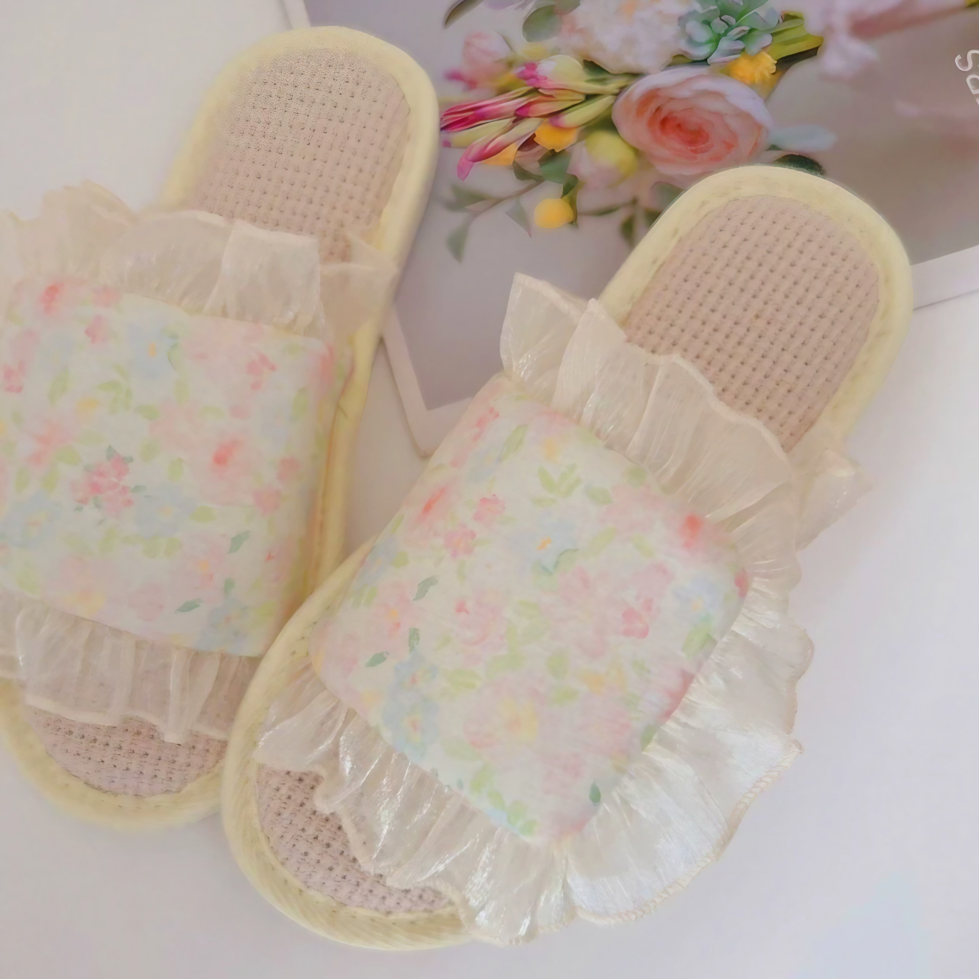 Blossom Mist Ruffle Slippers