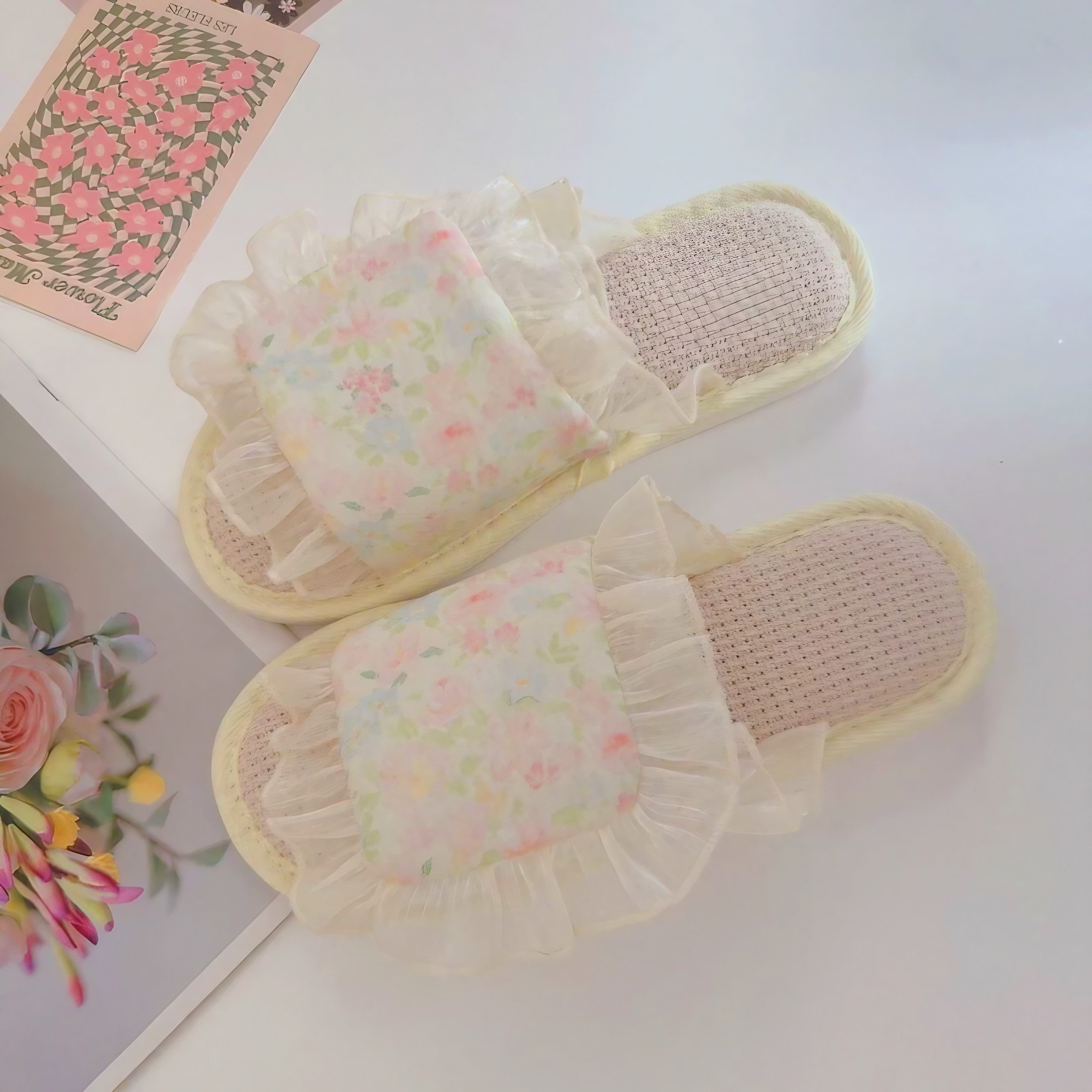 Blossom Mist Ruffle Slippers