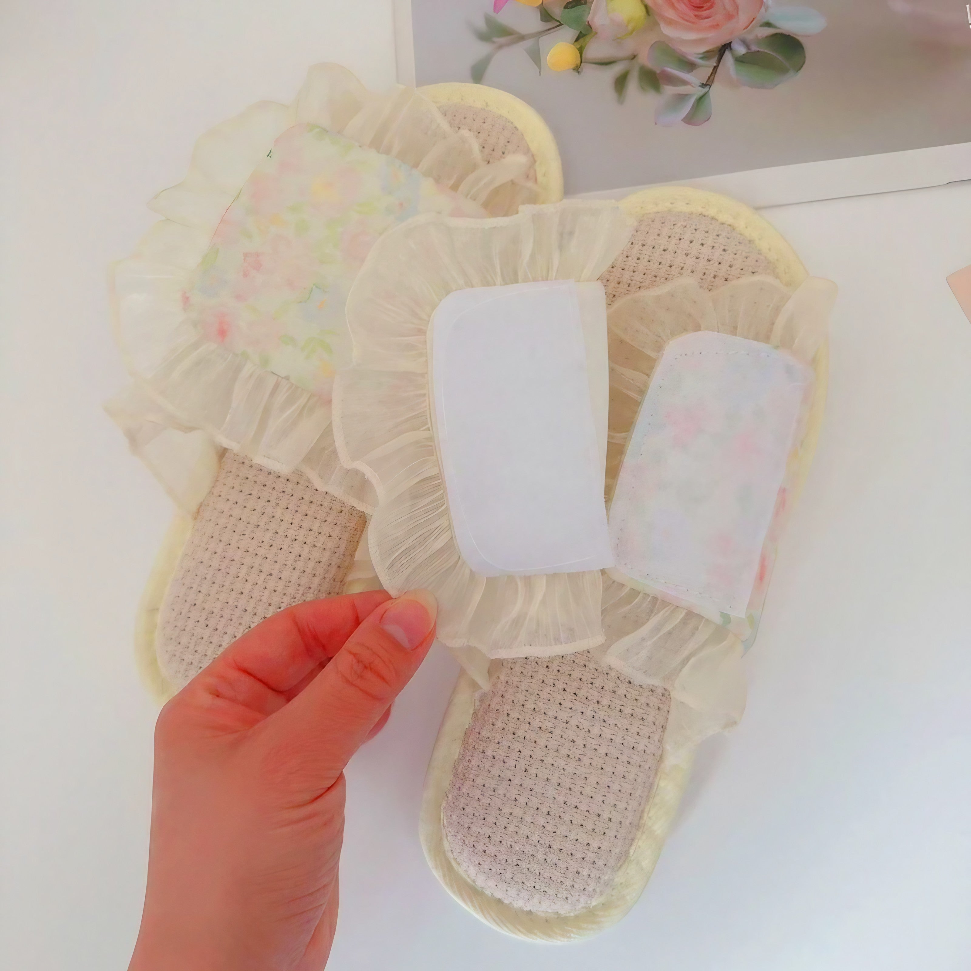 Blossom Mist Ruffle Slippers