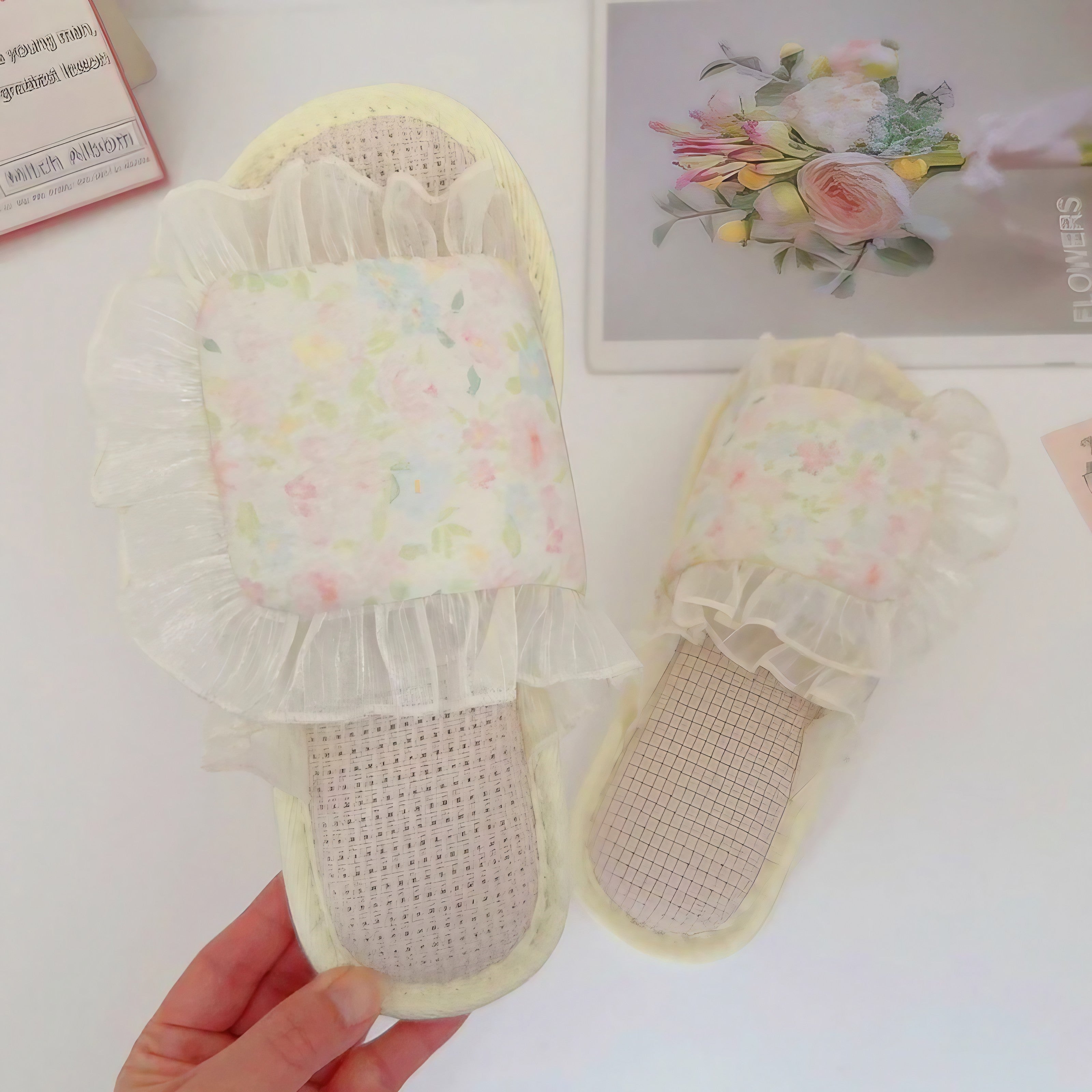 Blossom Mist Ruffle Slippers