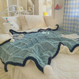 Fluffy Marble Pom Blankets