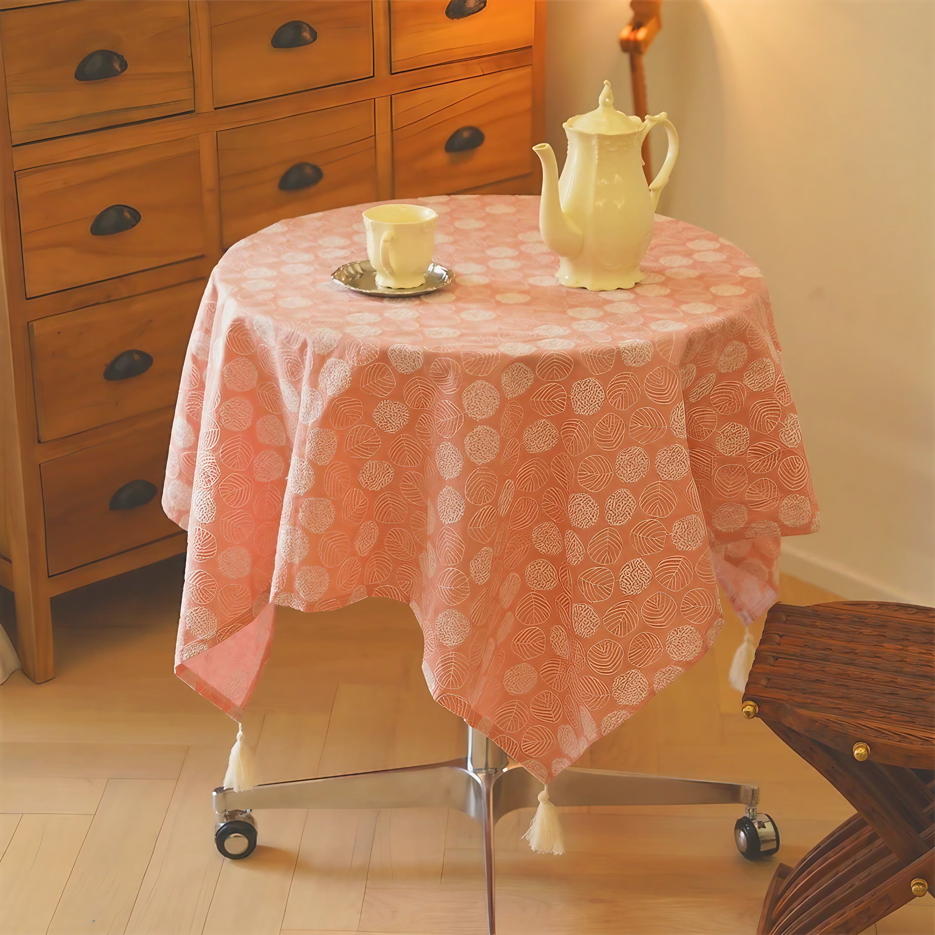 Blush Dot Tassel Tablecloth