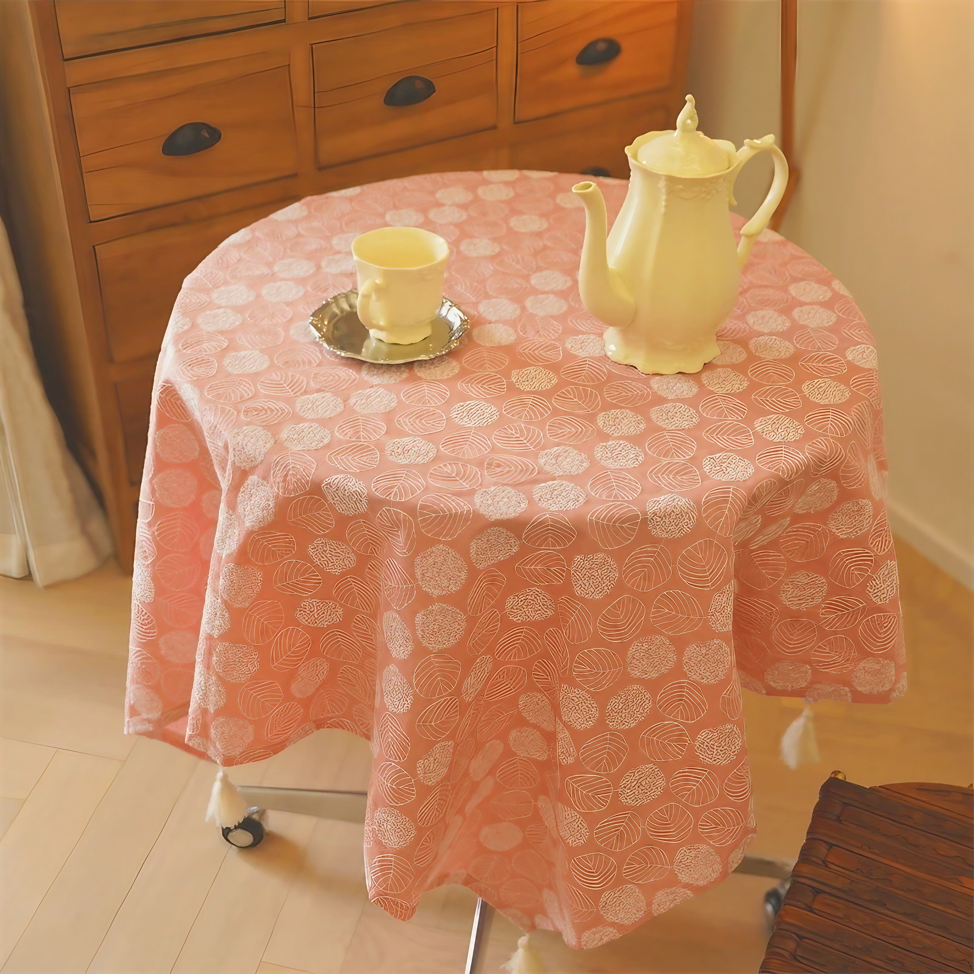 Blush Dot Tassel Tablecloth