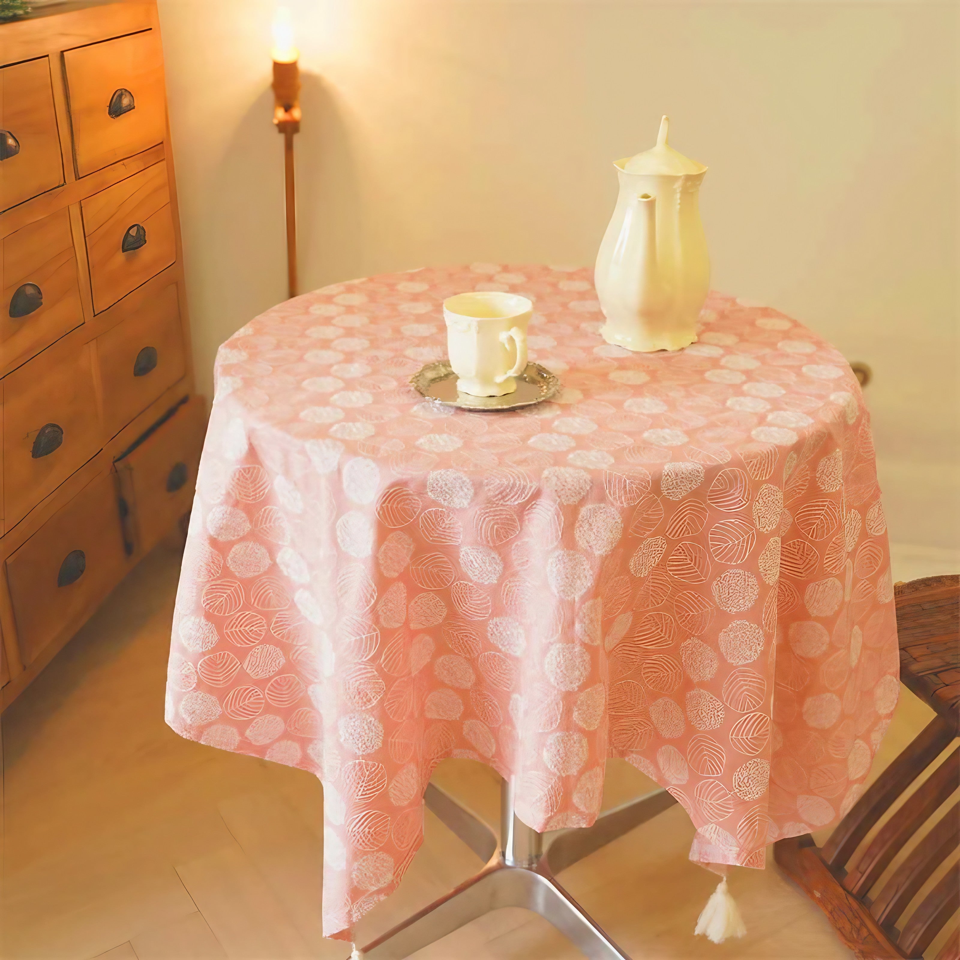 Blush Dot Tassel Tablecloth