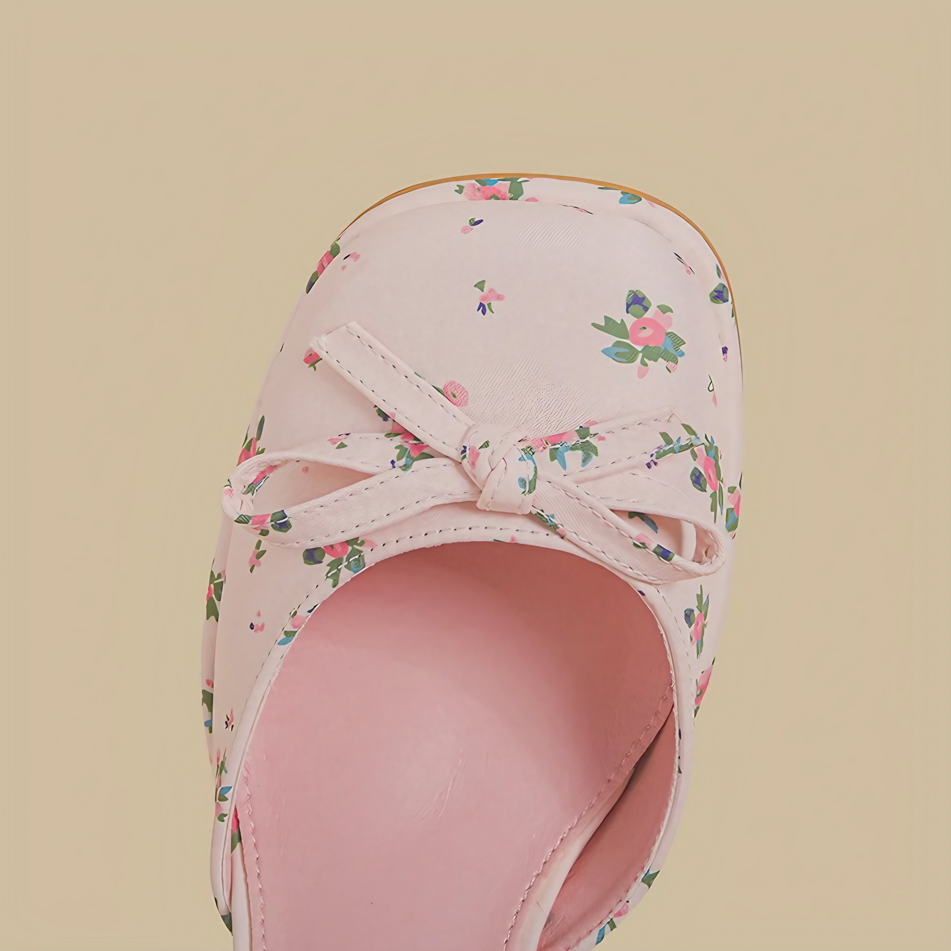 Blush Floral Bow Strap Heels