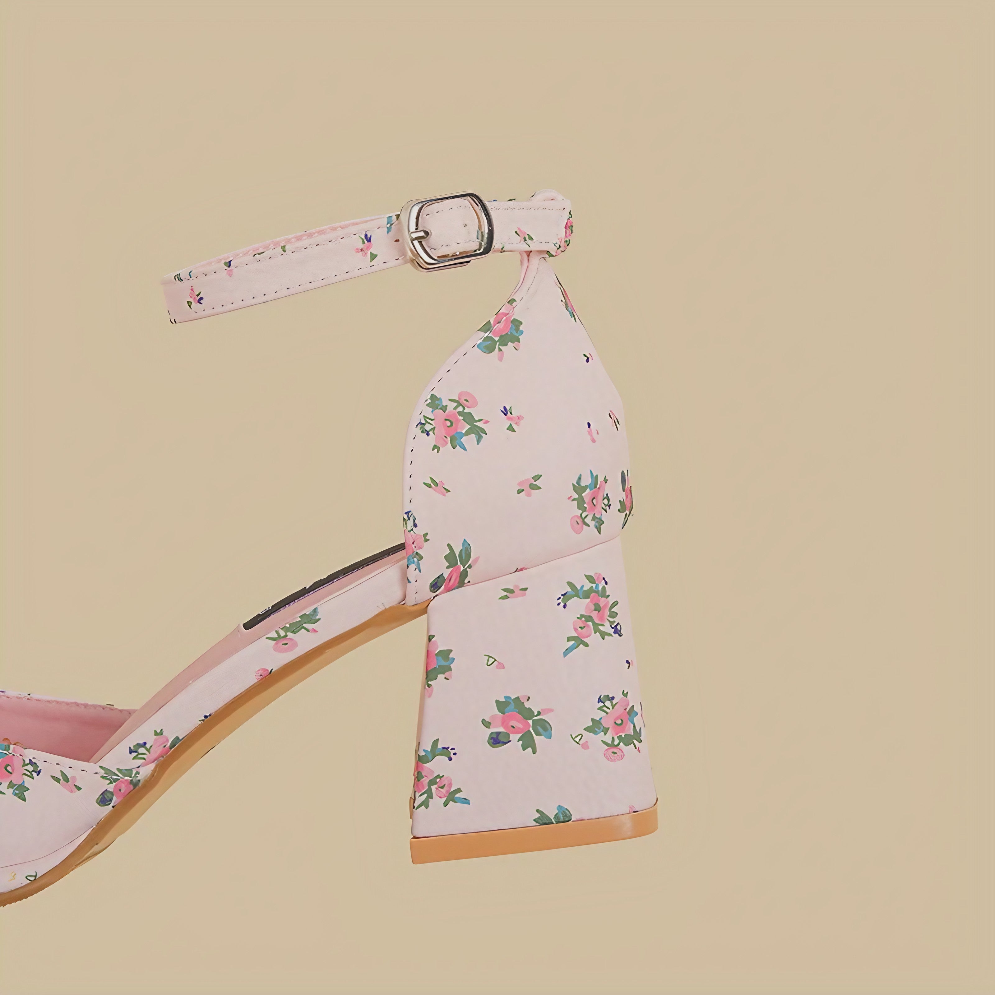 Blush Floral Bow Strap Heels