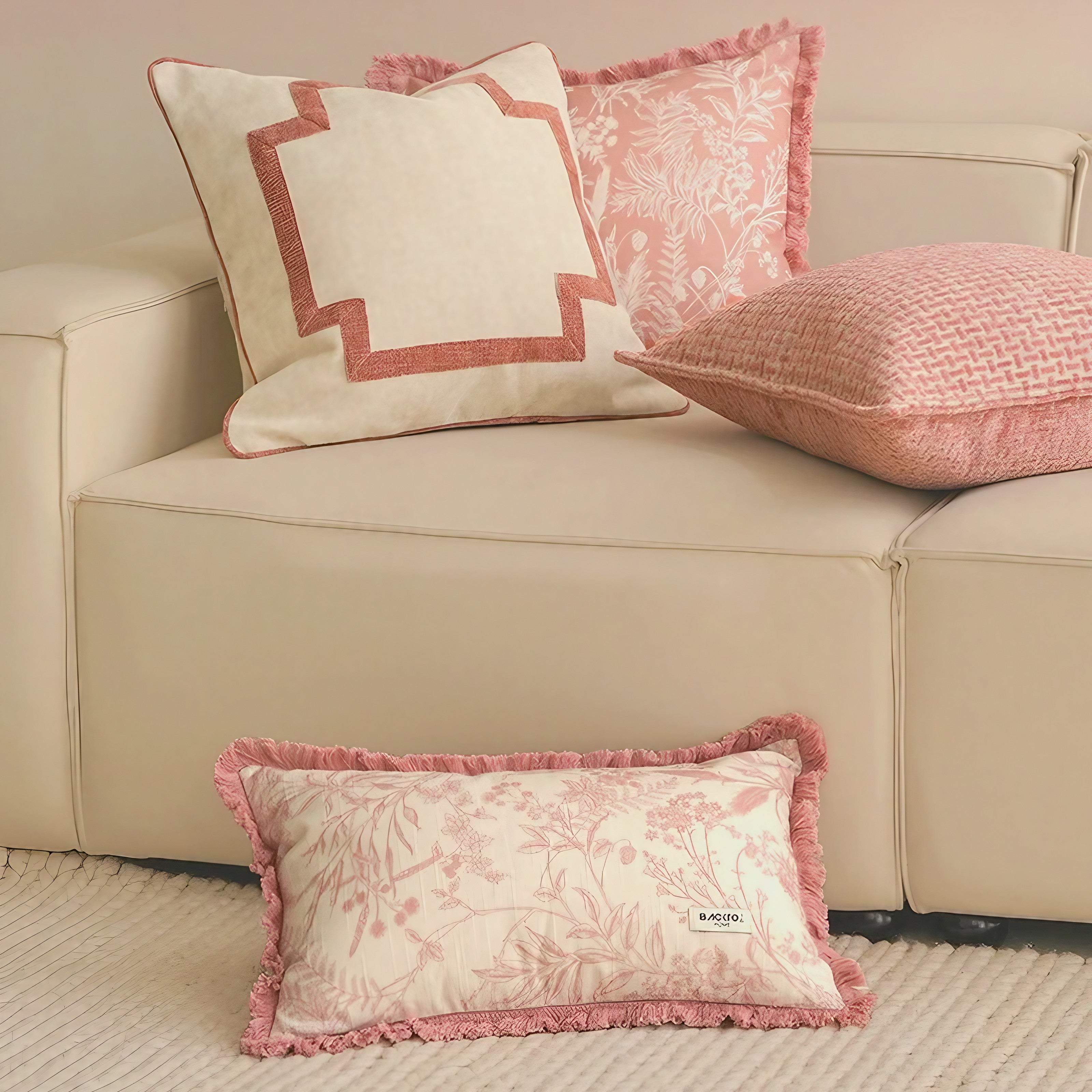 Blush Fringe Cushion Covers