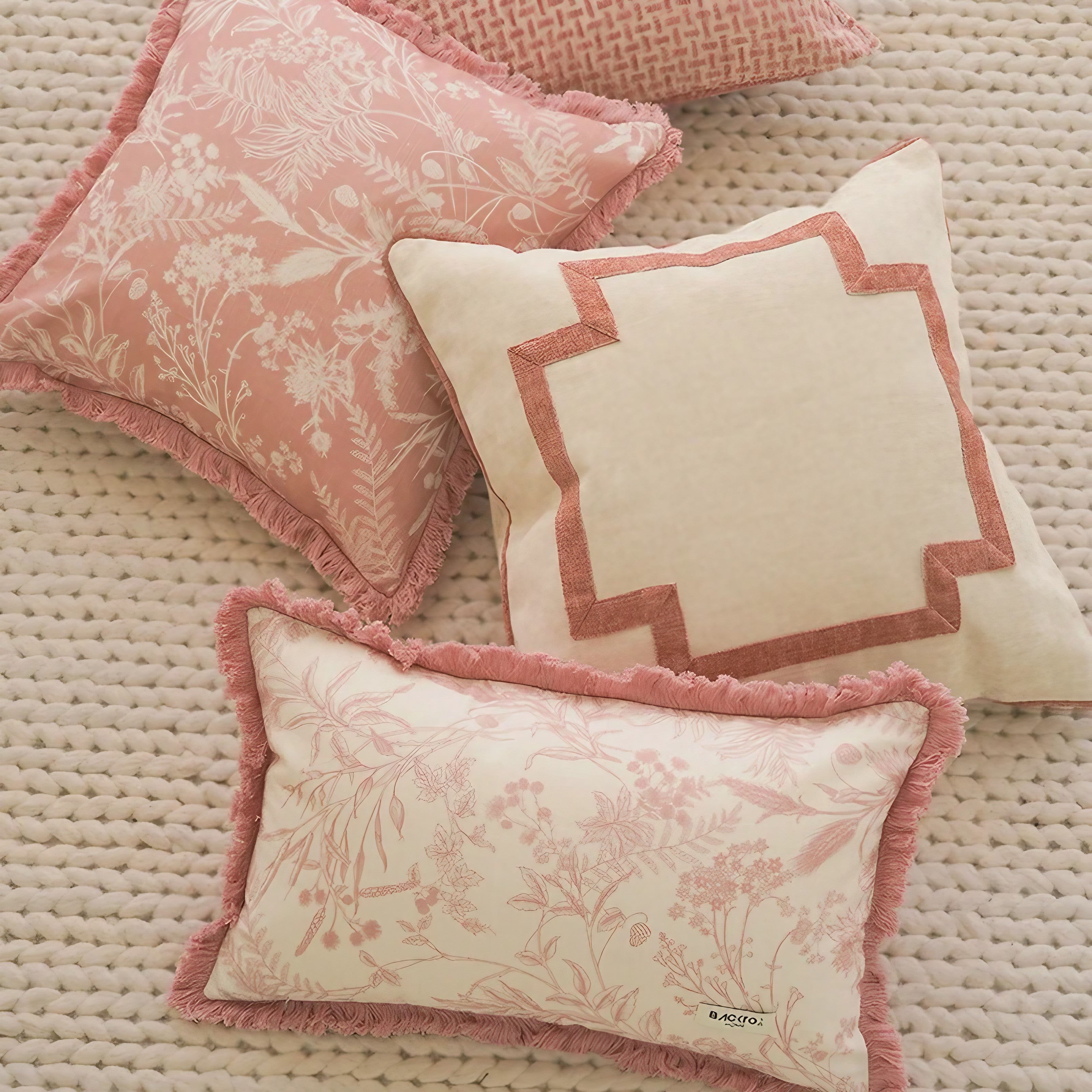 Blush Fringe Cushion Covers