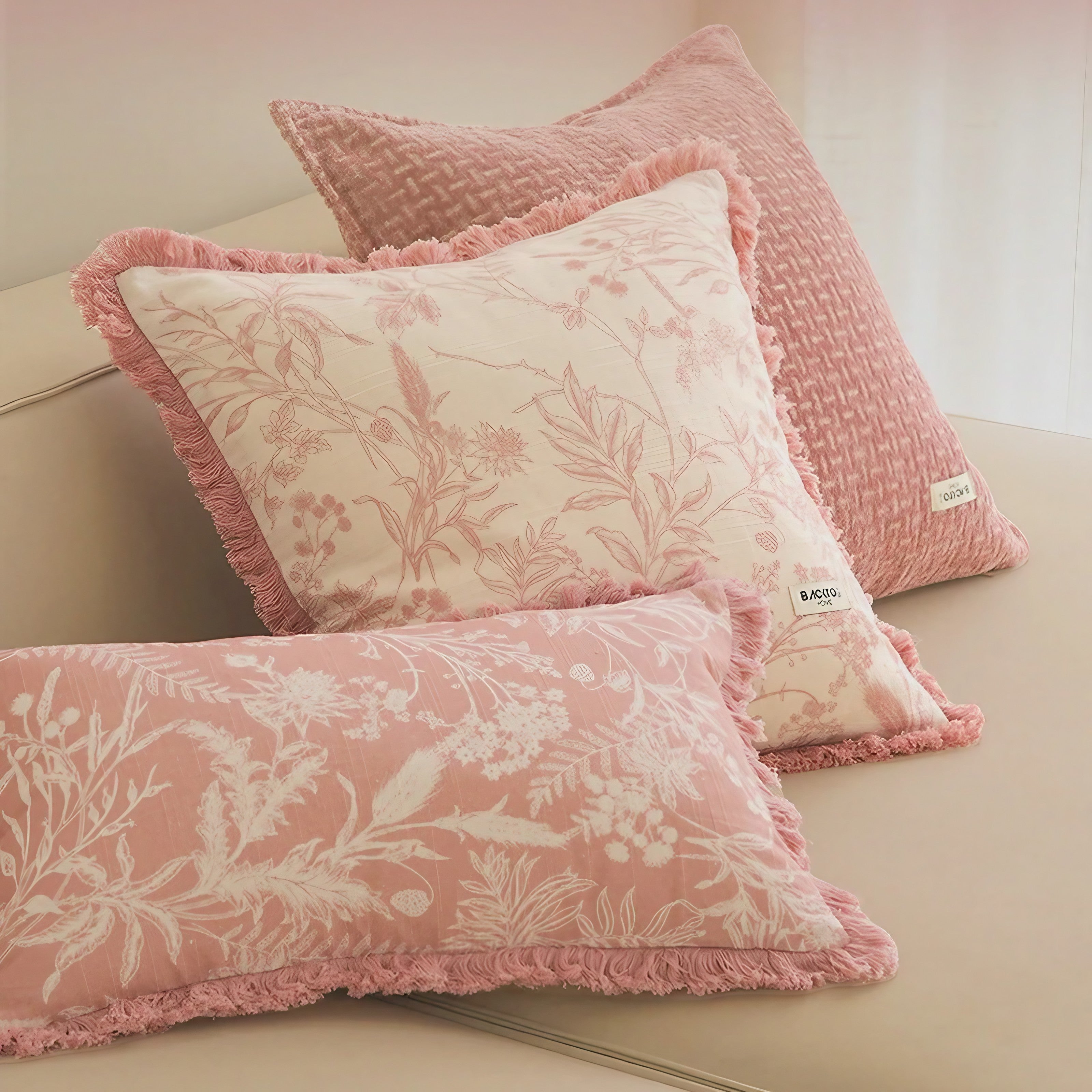 Blush Fringe Cushion Covers