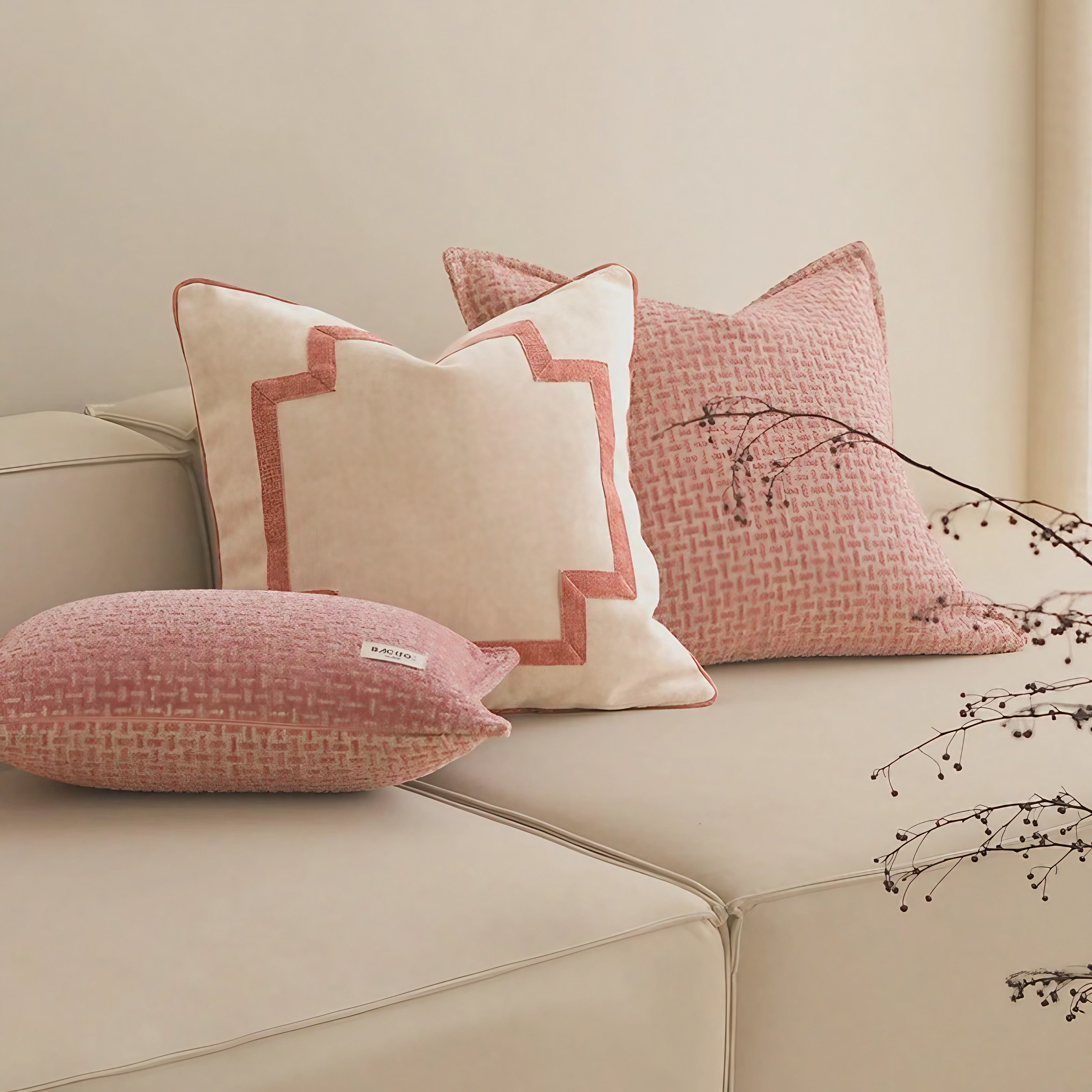 Blush Fringe Cushion Covers