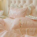 Blush Heart Ruffle Pillowcase