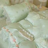 Blush Heart Ruffle Pillowcase