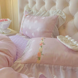 Blush Heart Ruffle Pillowcase