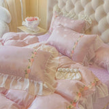 Blush Heart Ruffle Pillowcase
