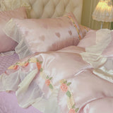 Blush Heart Ruffle Pillowcase