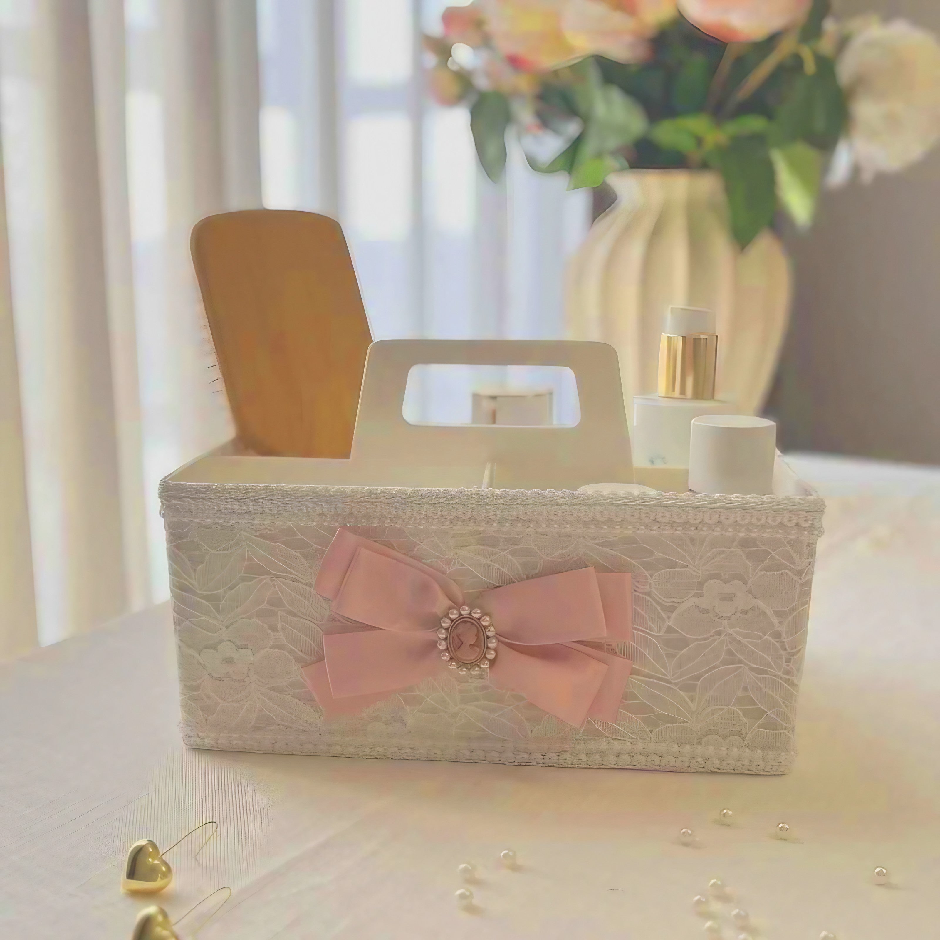 Blush Lace Vanity Caddy