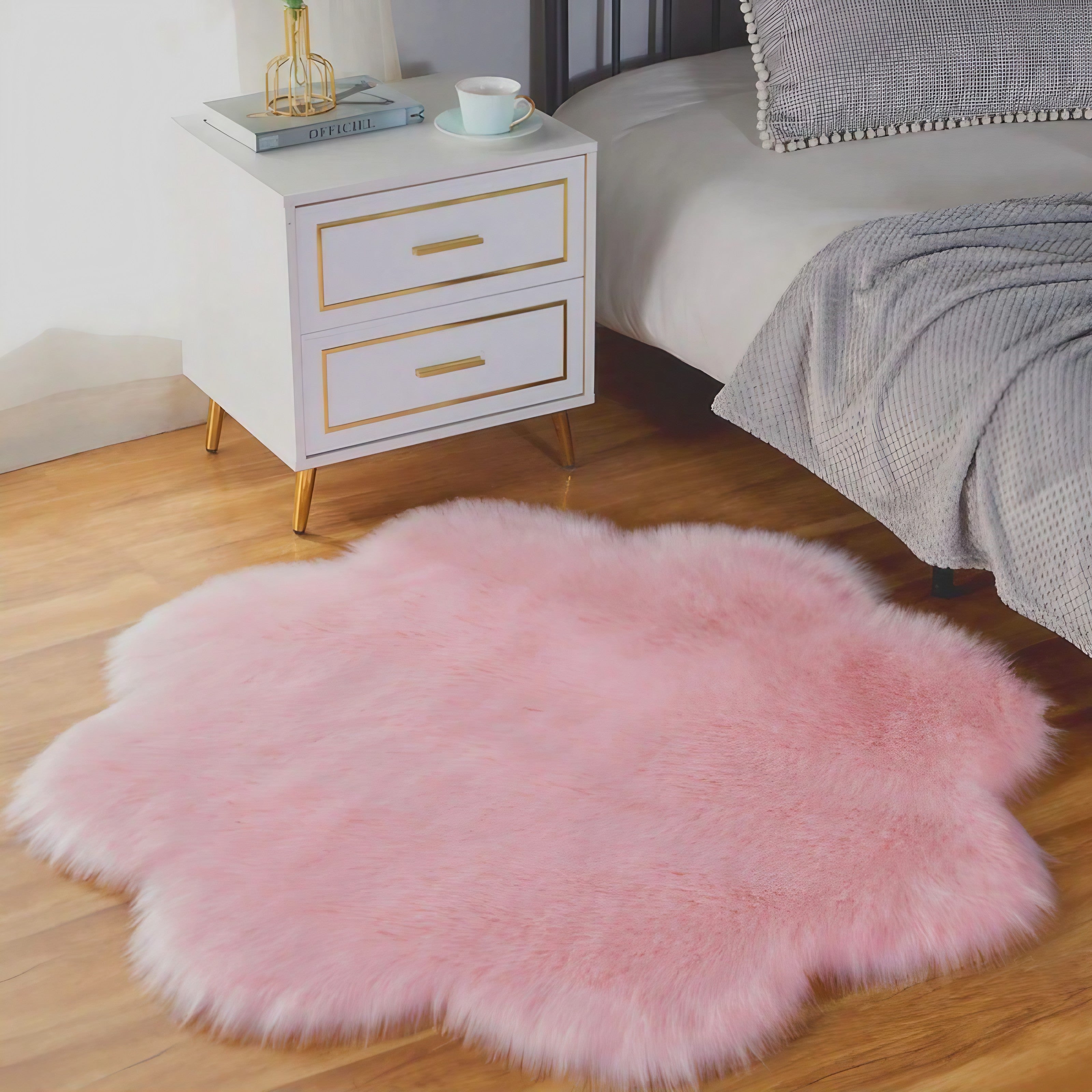 Blush Petal Faux Fur Rugs