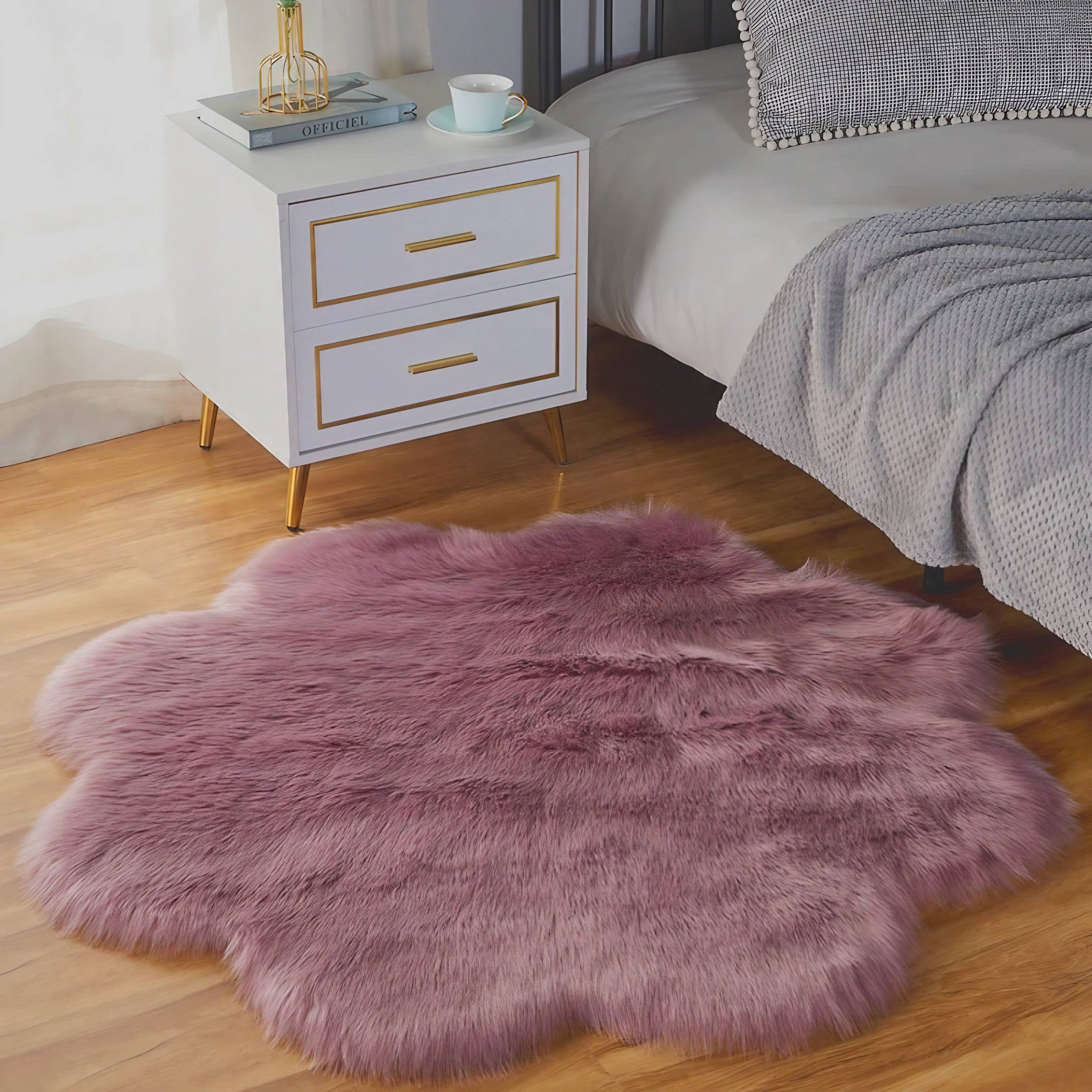 Blush Petal Faux Fur Rugs