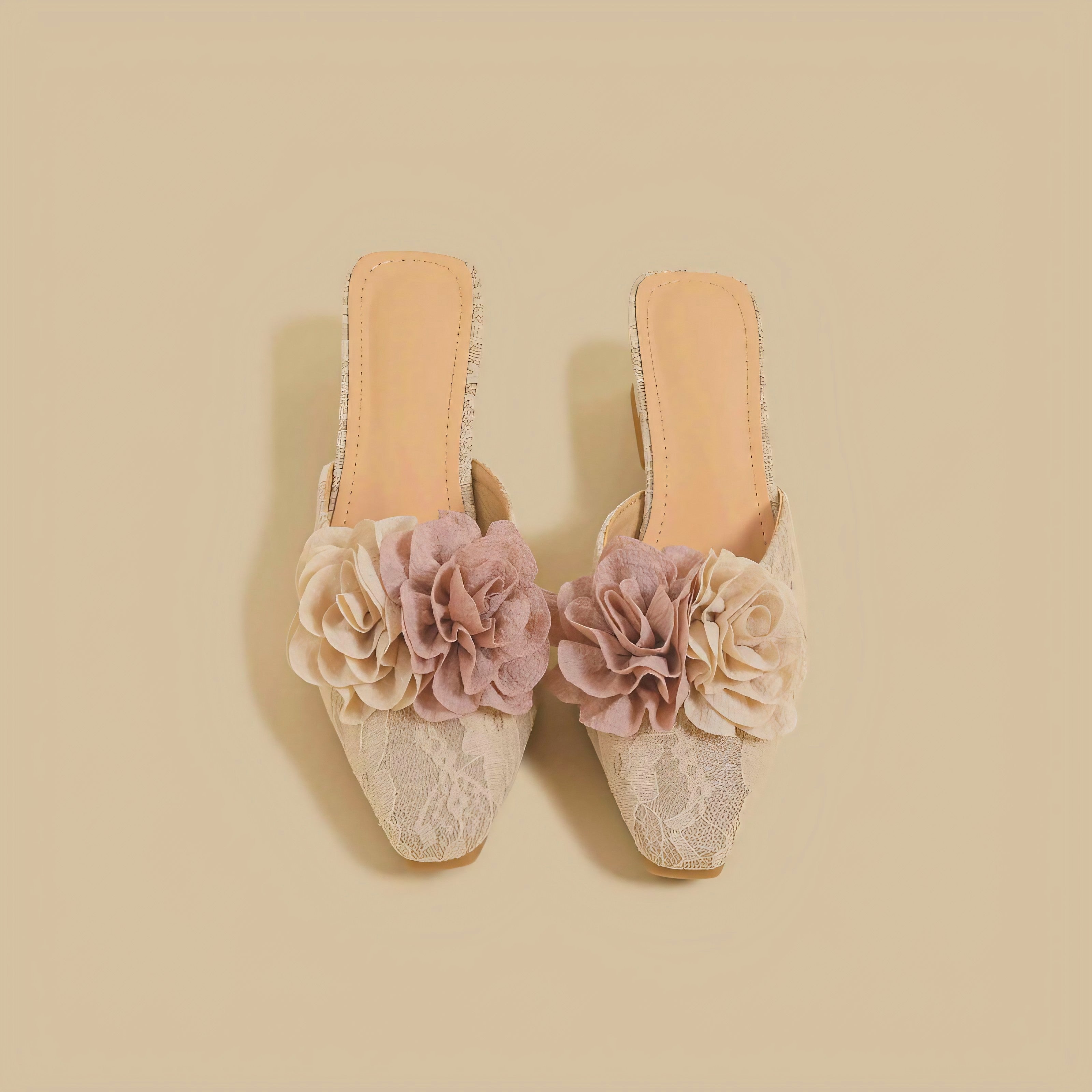 Blush Petal Lace Mules