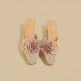 Blush Petal Lace Mules